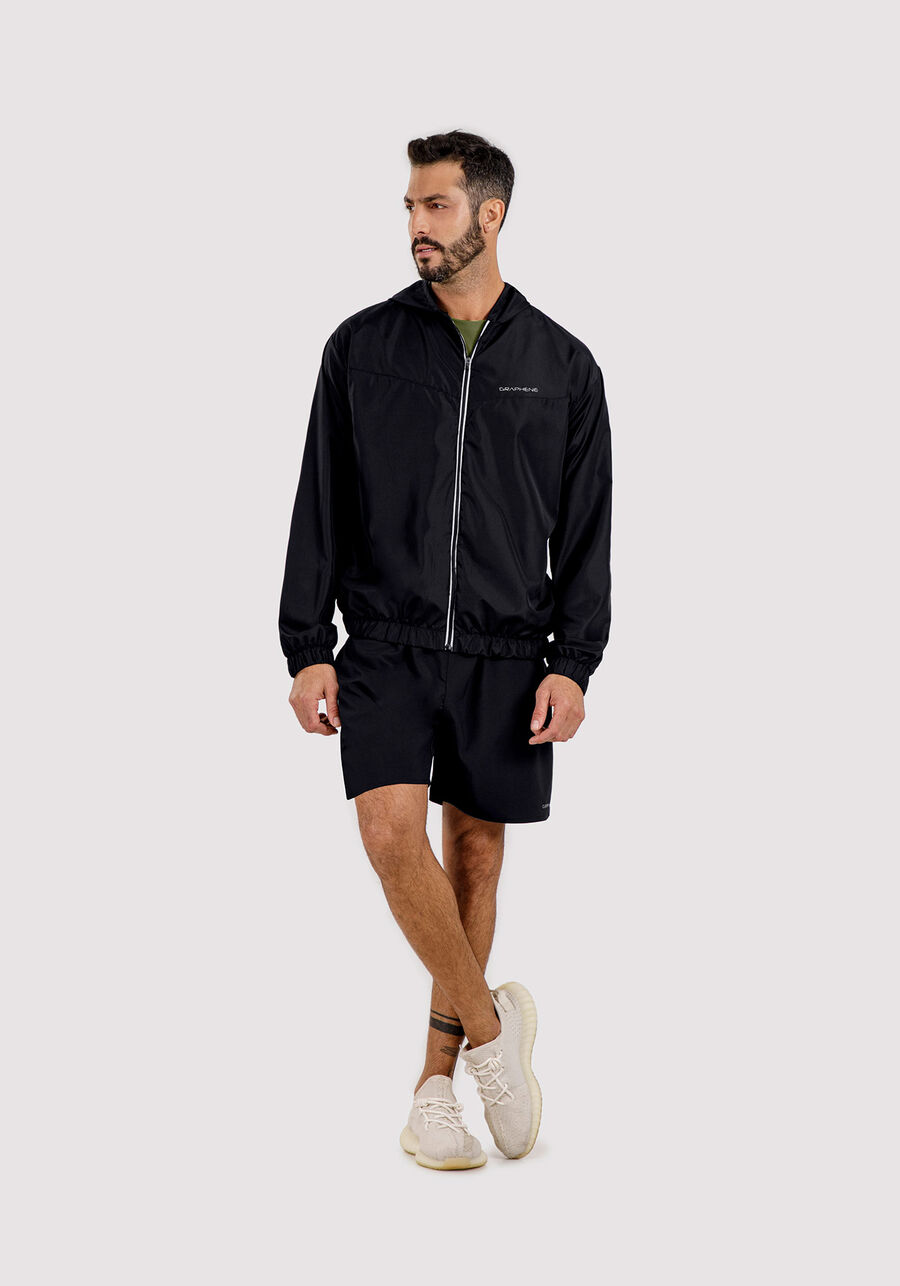 Jaqueta Masculina em Politel com Capuz, PRETO REATIVO. Jaqueta Masculina em Politel com Capuz, PRETO REATIVO, large.