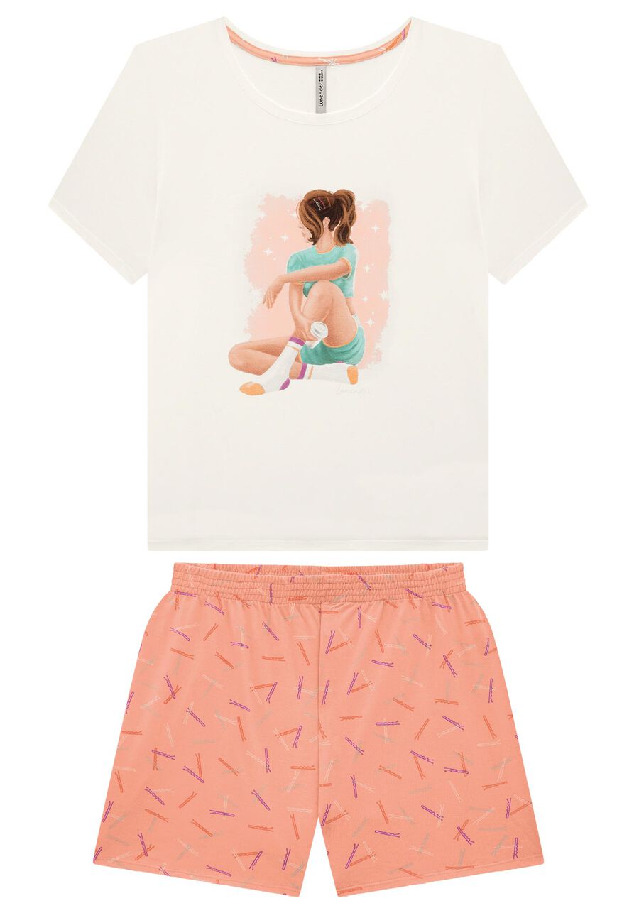 Pijama Plus Size Estampado em Malha com Blusa e Shorts, . Pijama Plus Size Estampado em Malha com Blusa e Shorts, , large.