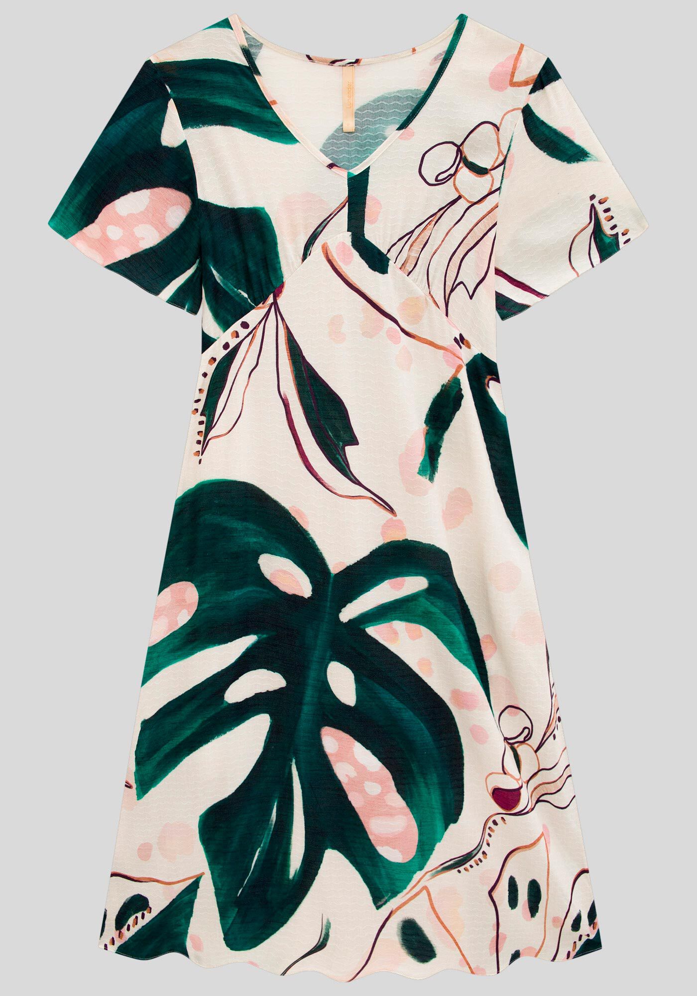 Vestido Midi Estampado em Viscose com Manga Flare Lunender