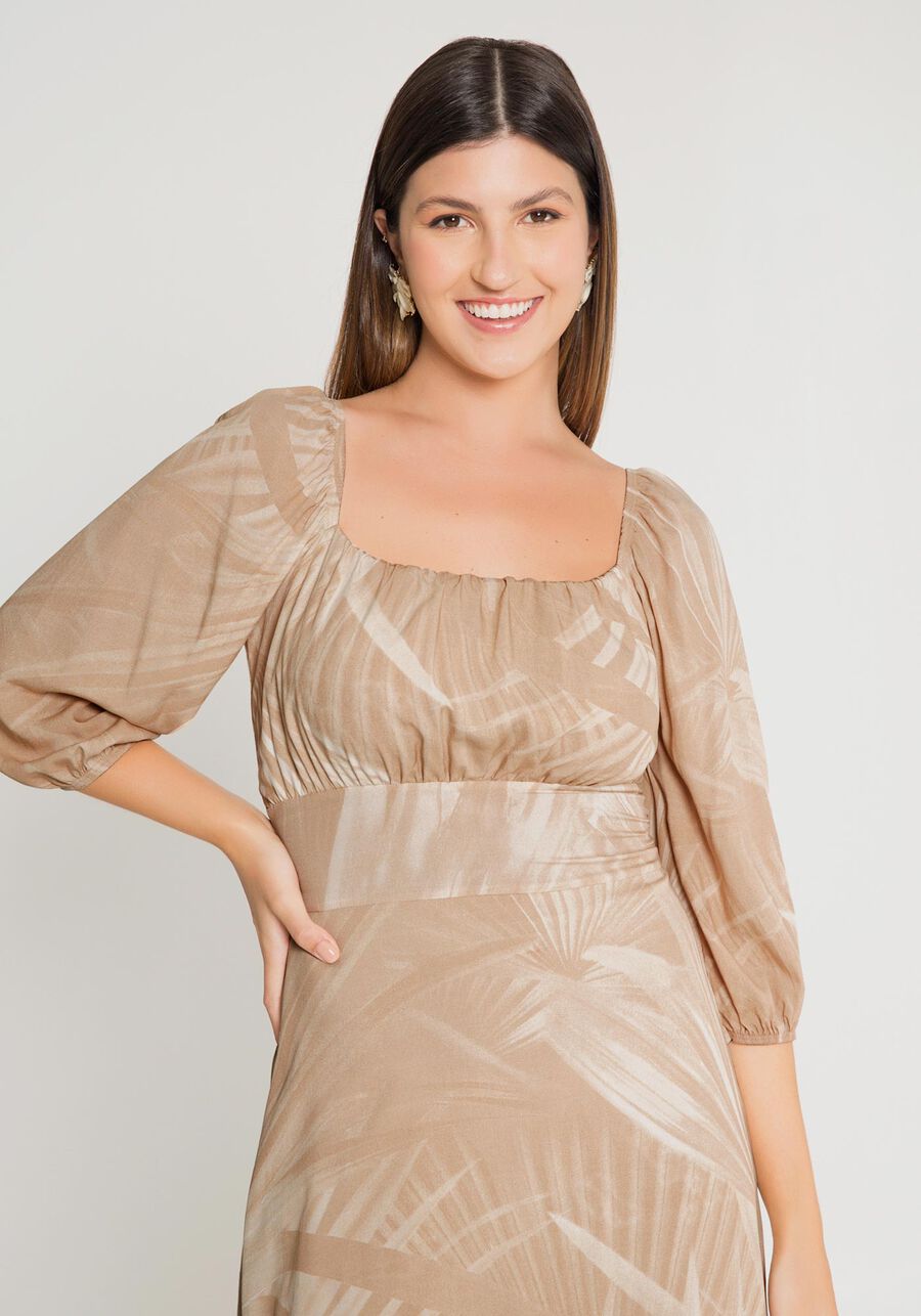 Vestido Midi em Viscose com Manga Bufante, . Vestido Midi em Viscose com Manga Bufante, , large.