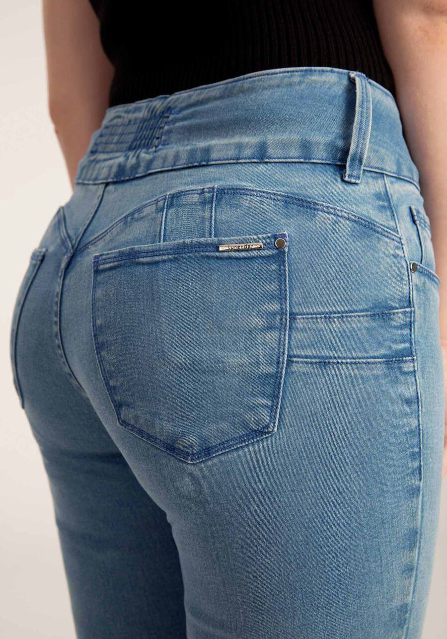 Calça Jeans Skinny Cintura Média com Cós Largo, JEANS, large.
