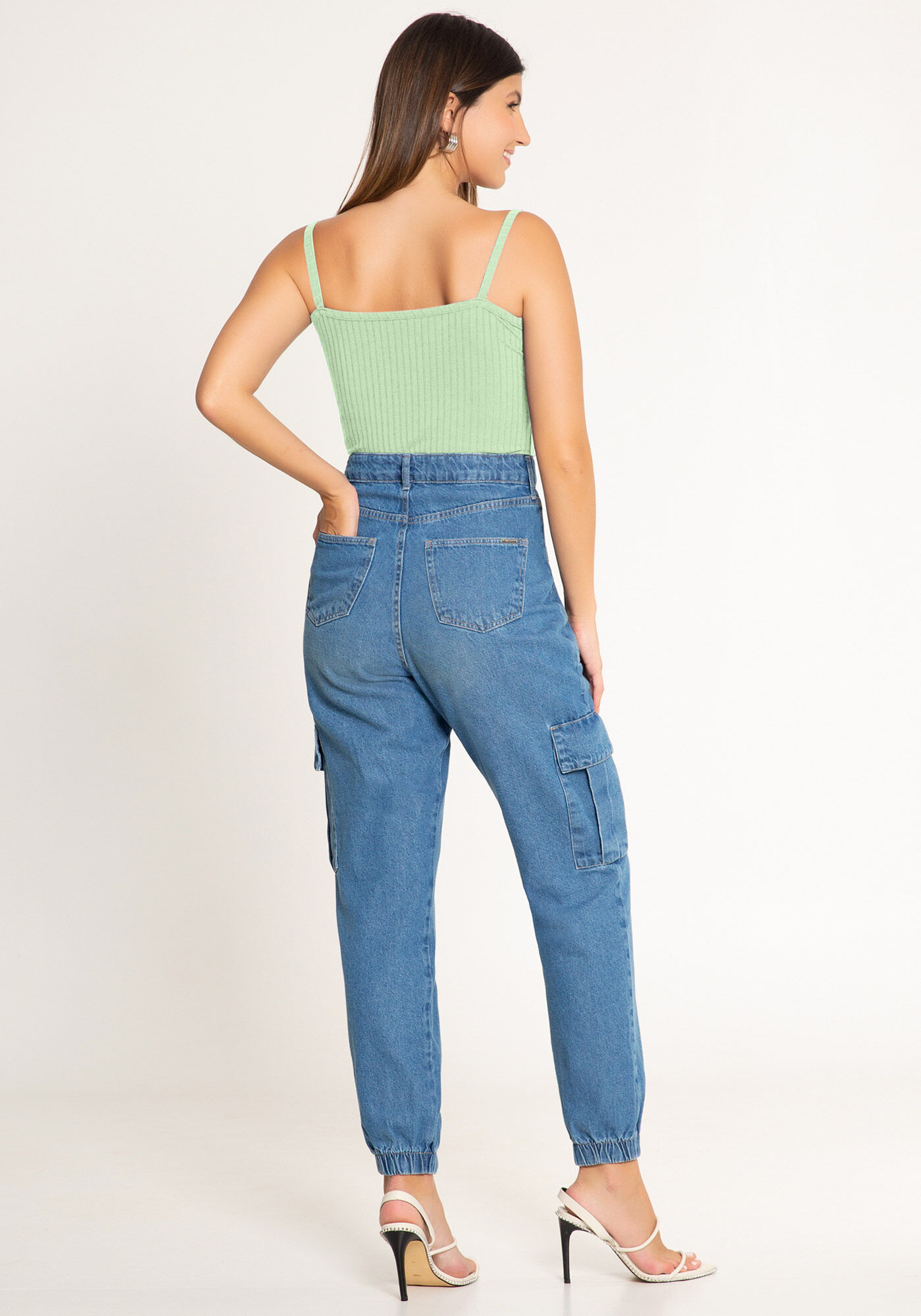 Blusa Regata B&aacute;sica De Al&ccedil;as Finas Em Malha Canelada, , large.