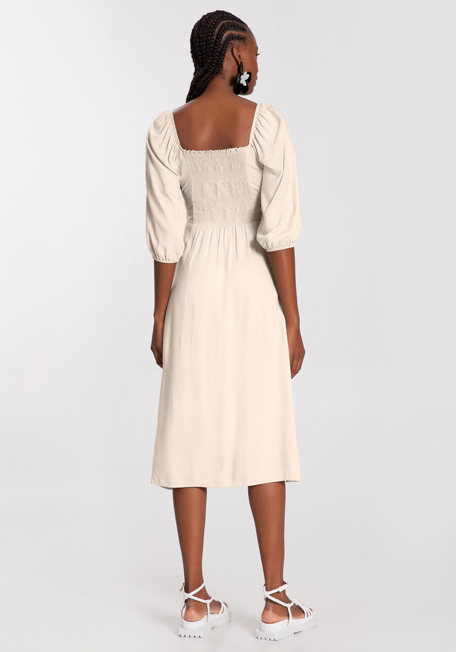 Vestido Midi em Viscose com Decote Quadrado e Cinto, . Vestido Midi em Viscose com Decote Quadrado e Cinto, , large.