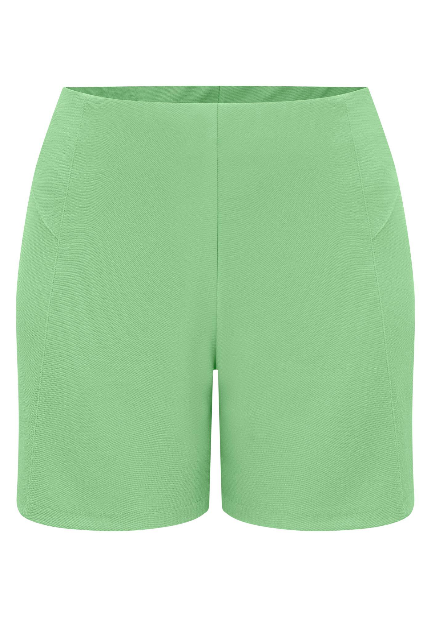 Shorts De Cintura Alta Com Recortes Laterais Em Malha, VERDE SLAB, large.