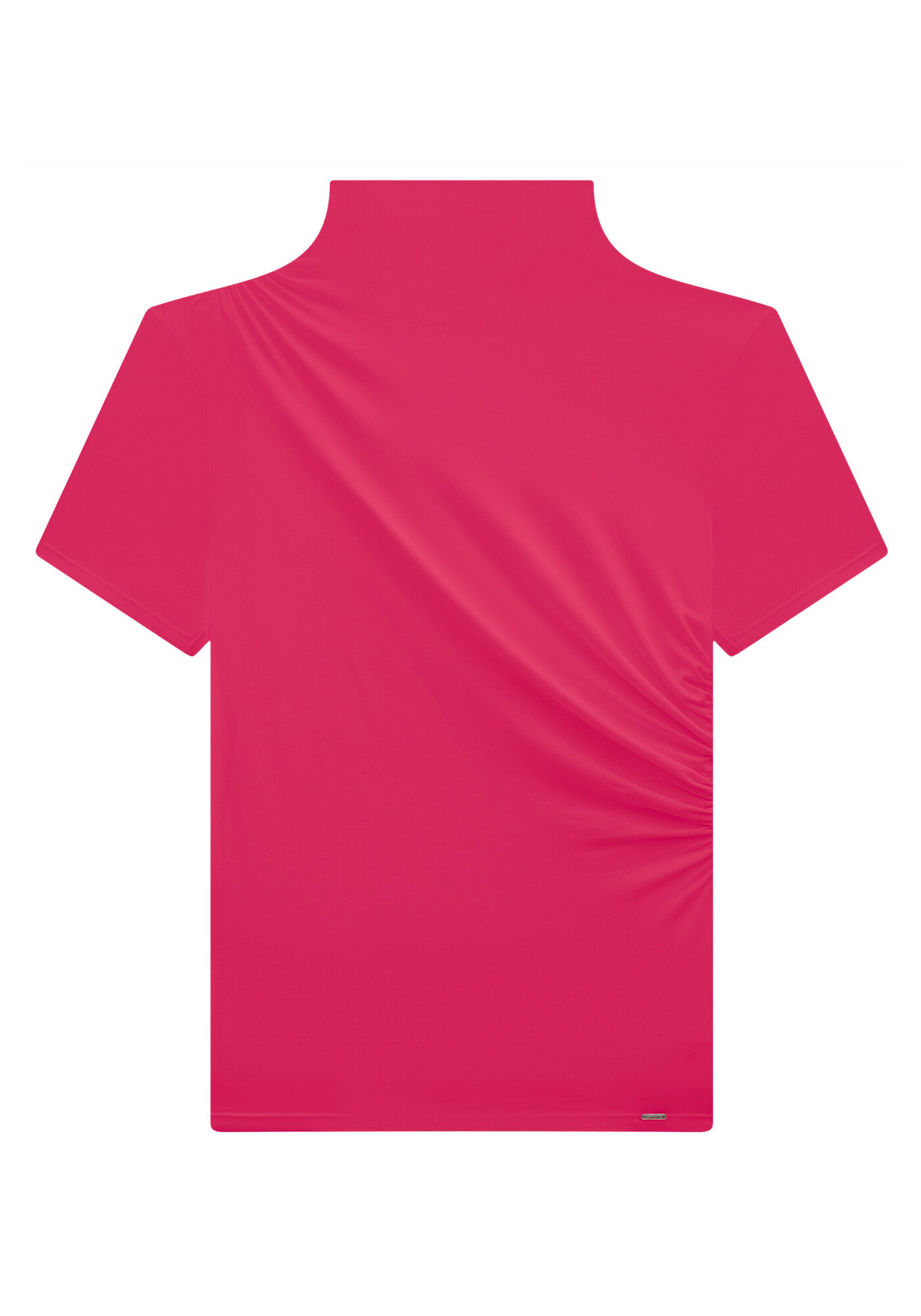 Blusa Gola Alta em Malha Viscose com Franzido Lateral, , large.