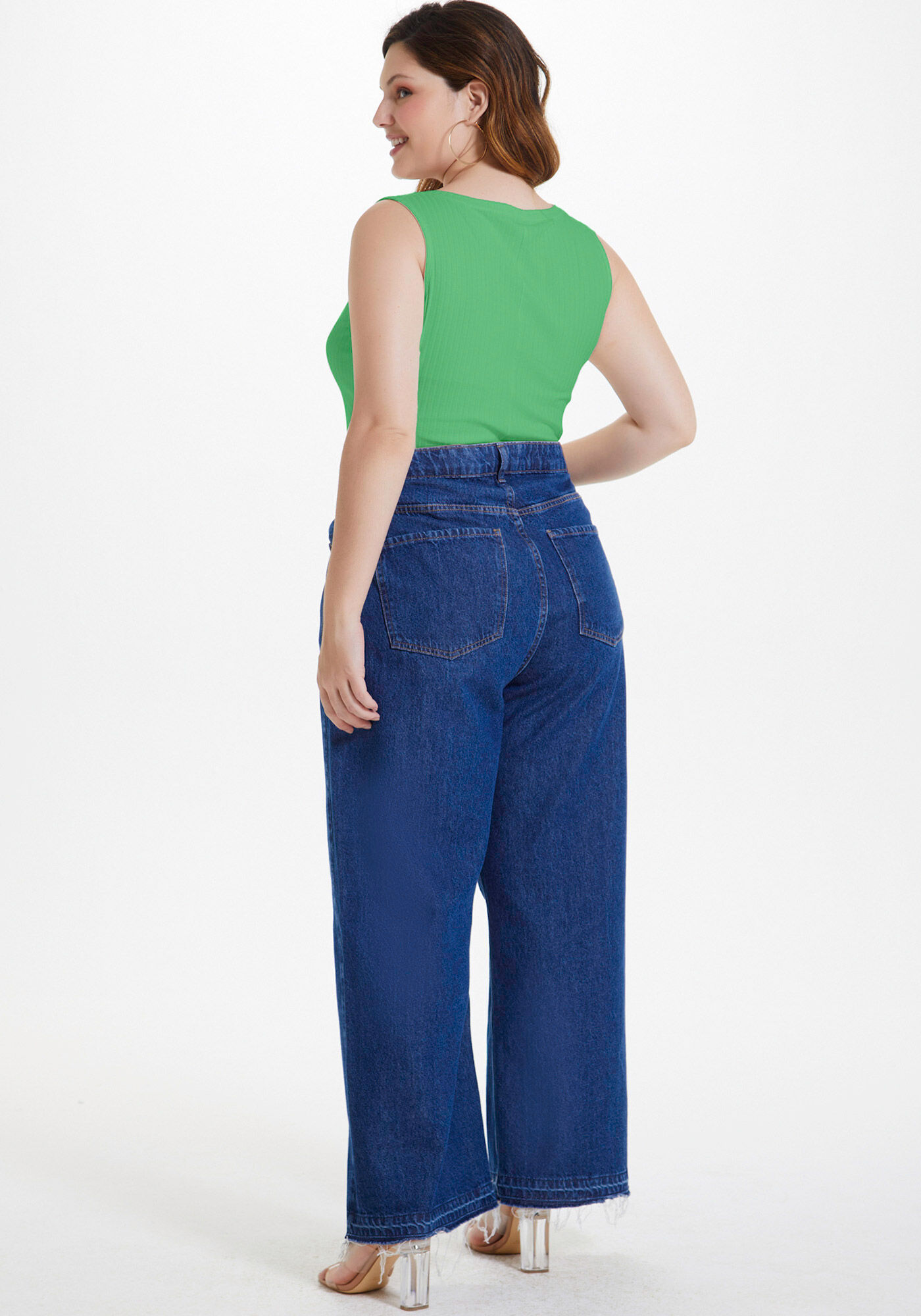 Blusa Regata Canelada De Al&ccedil;as Largas Em Malha De Viscose, , large.