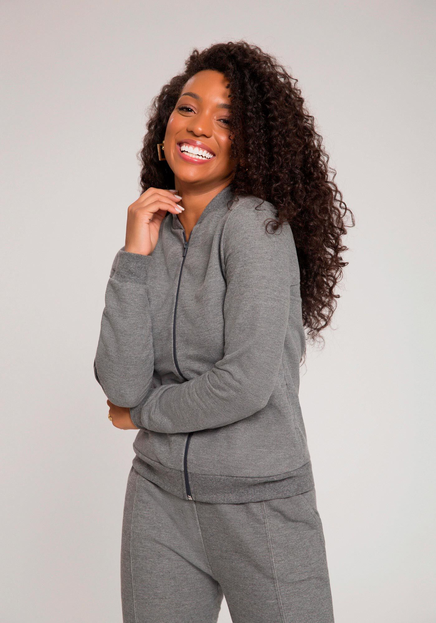 Jaqueta Com Z&iacute;per Em Moletom Felpado, , large.