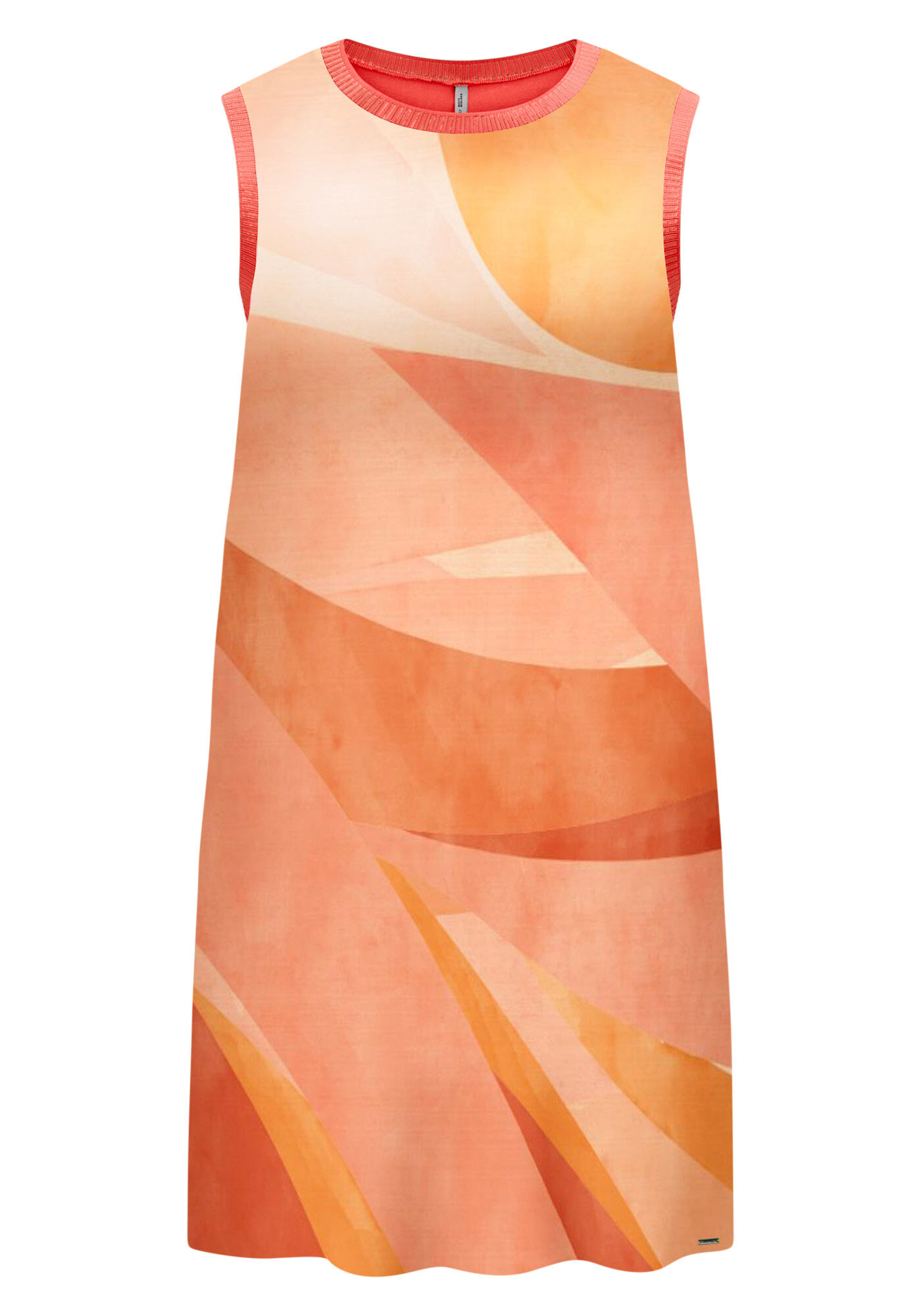 Vestido Curto Estampado Com Decote Redondo E Retil&iacute;nea, , large.