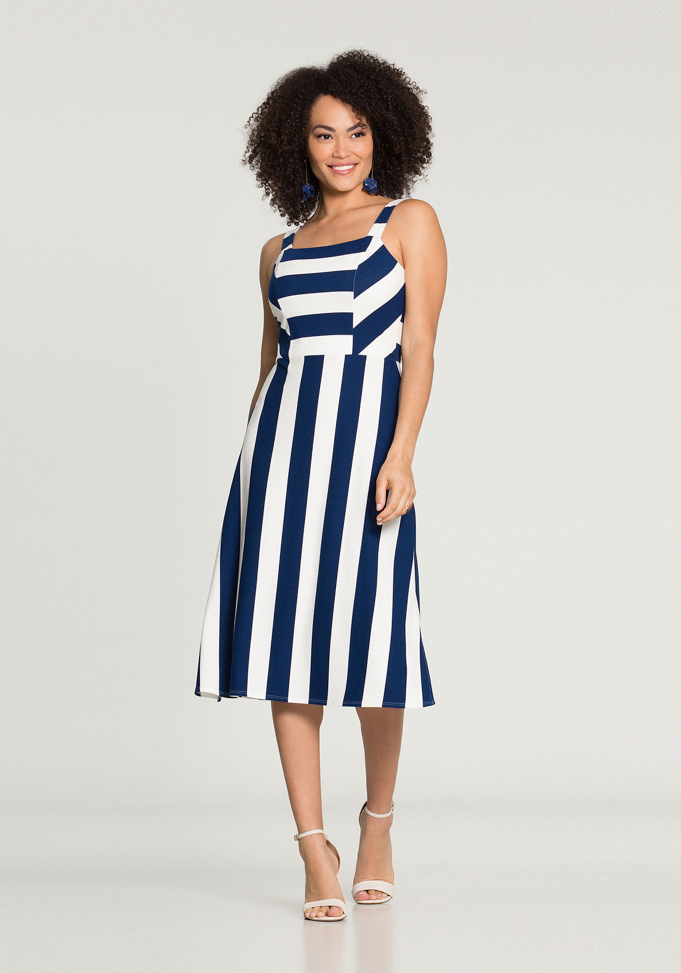 Vestido midi store malha crepe