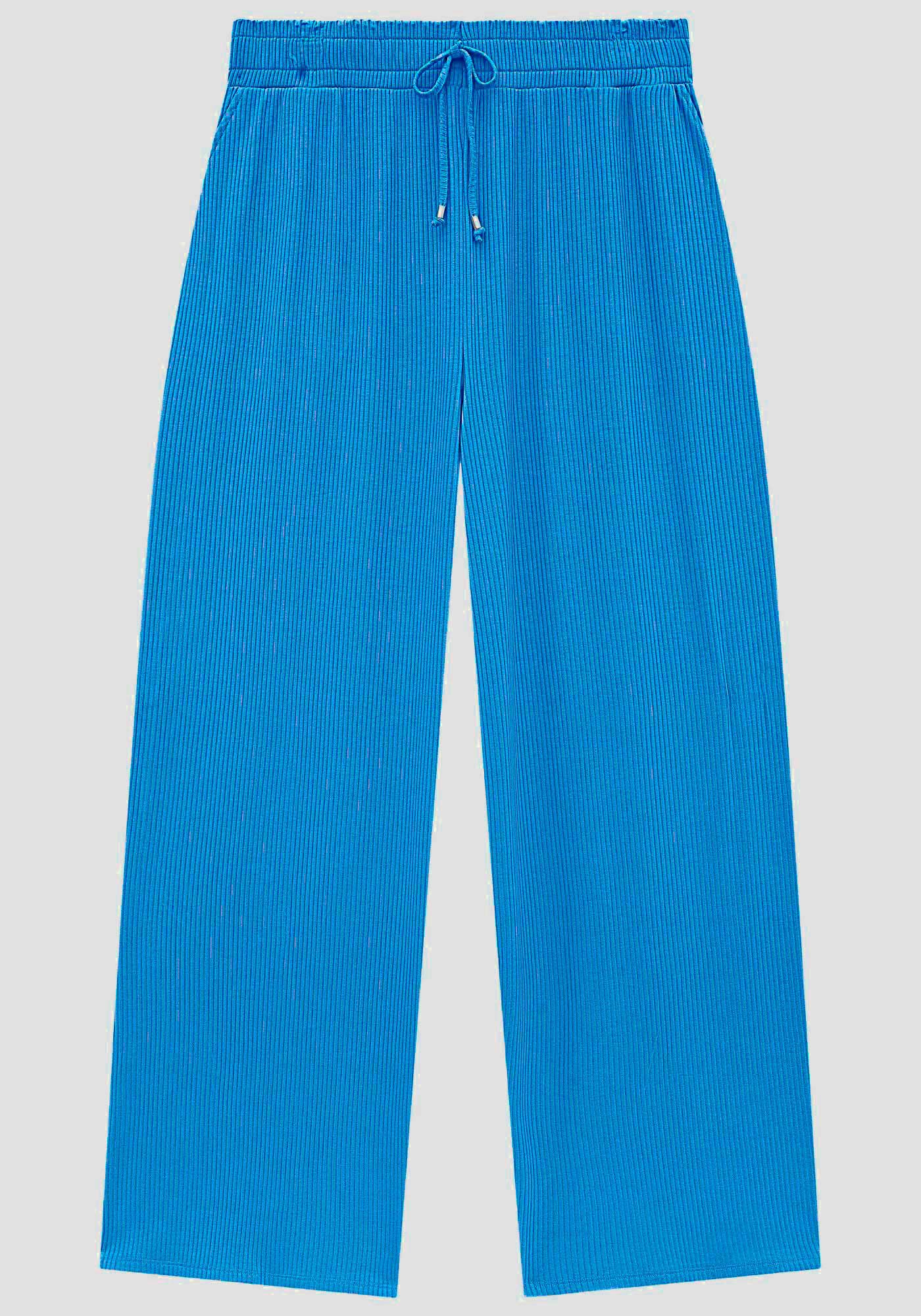 Conjunto Plus Size Canelado com Blusa e Cal&ccedil;a, AZUL WATER, large.