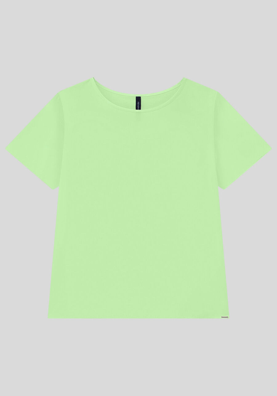 Blusa Lisa Básica De Mangas Curtas Em Tecido Leve, . Blusa Lisa Básica De Mangas Curtas Em Tecido Leve, , large.