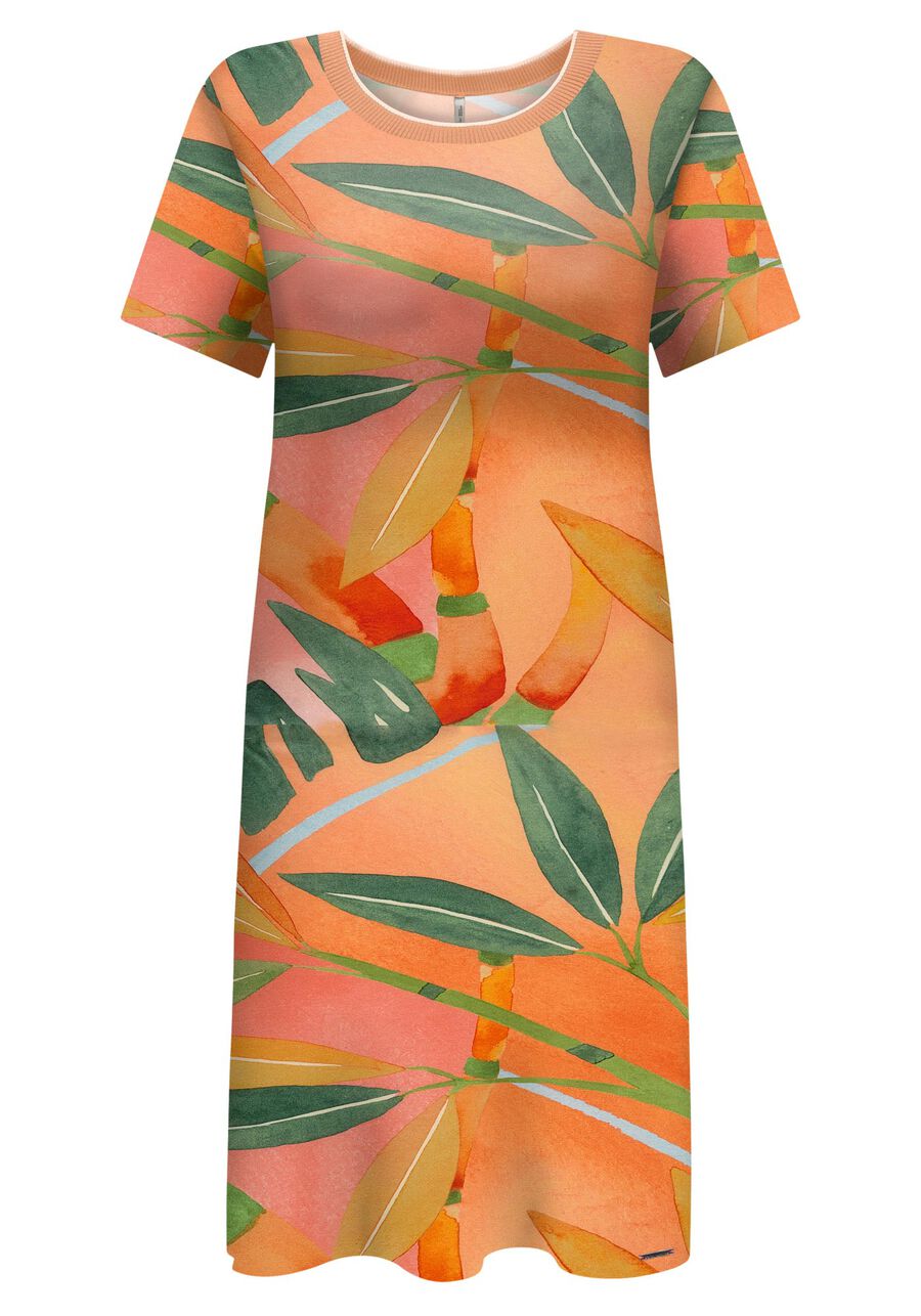 Vestido Midi Estampado Mangas Curtas Com Decote Em Retilínea, . Vestido Midi Estampado Mangas Curtas Com Decote Em Retilínea, , large.