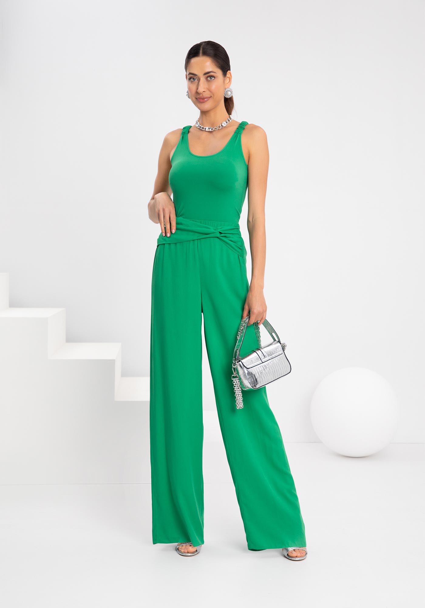 Cal&ccedil;a Pantalona De Cintura Alta Com Tor&ccedil;&atilde;o No C&oacute;s, , large.