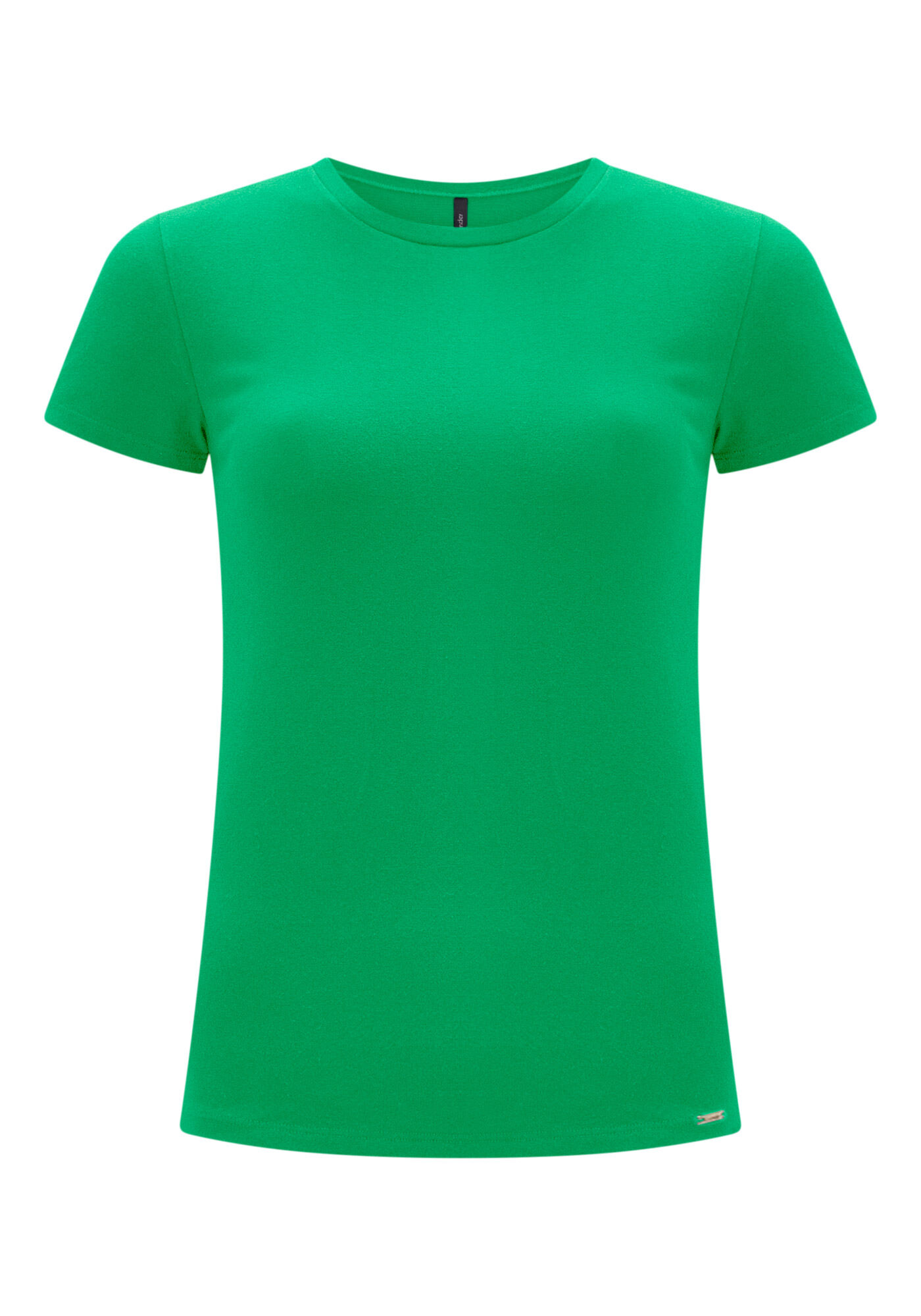 Blusa B&aacute;sica de Mangas Curtas Em Malha De Algod&atilde;o E Elastano, , large.