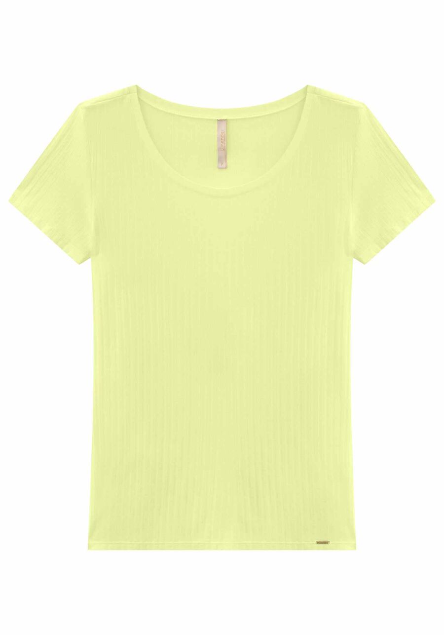 Blusa Em Malha Canelada Com Mangas Curtas E Decote Redondo, . Blusa Em Malha Canelada Com Mangas Curtas E Decote Redondo, , large.