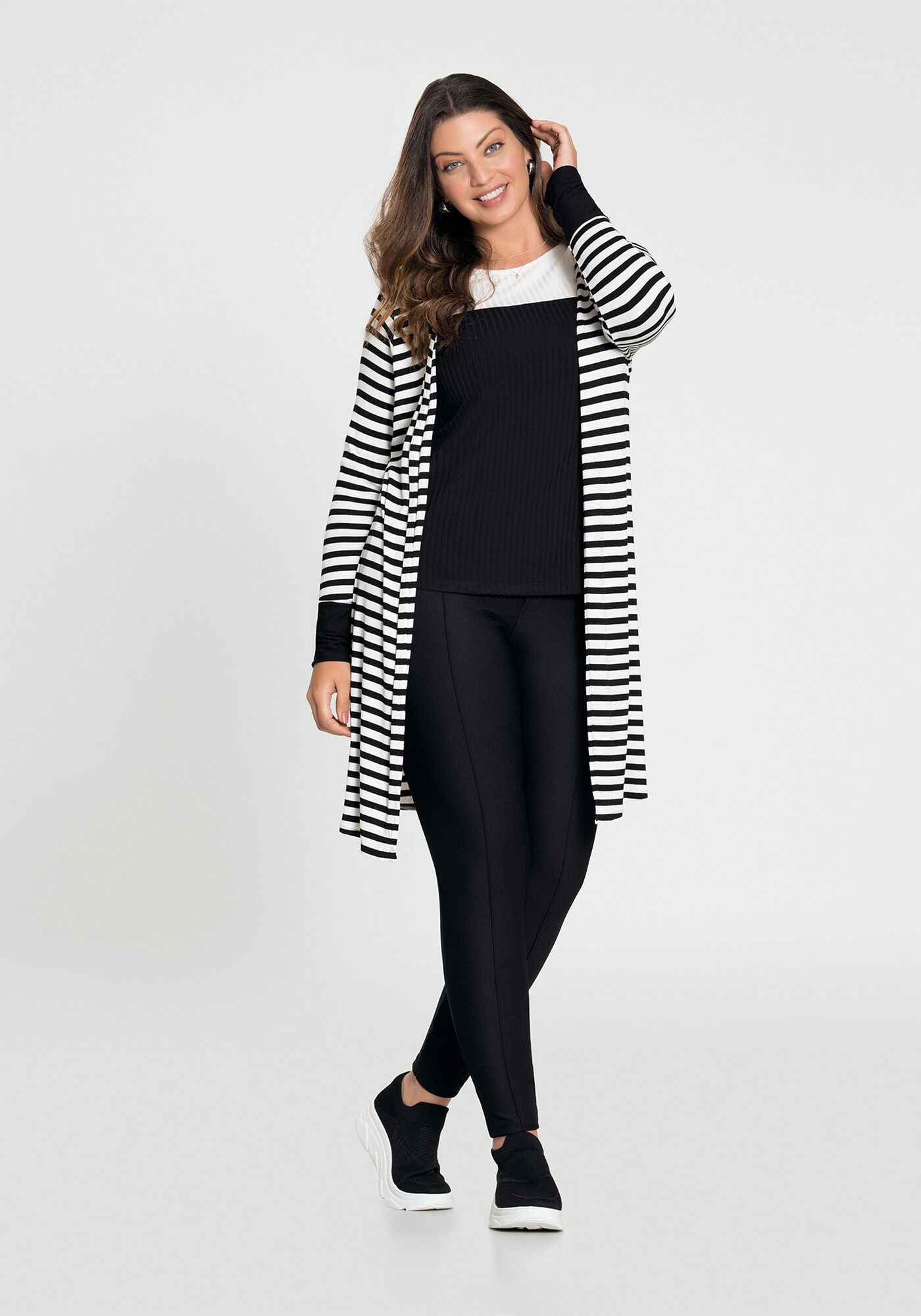 cardigan branco alongado
