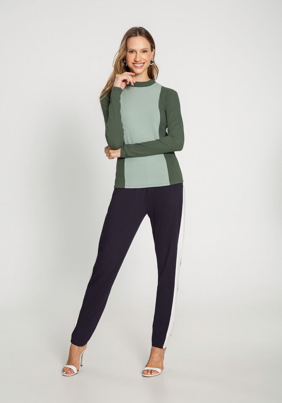 Blusa Manga Longa Canelada com Recorte, . Blusa Manga Longa Canelada com Recorte, , large.