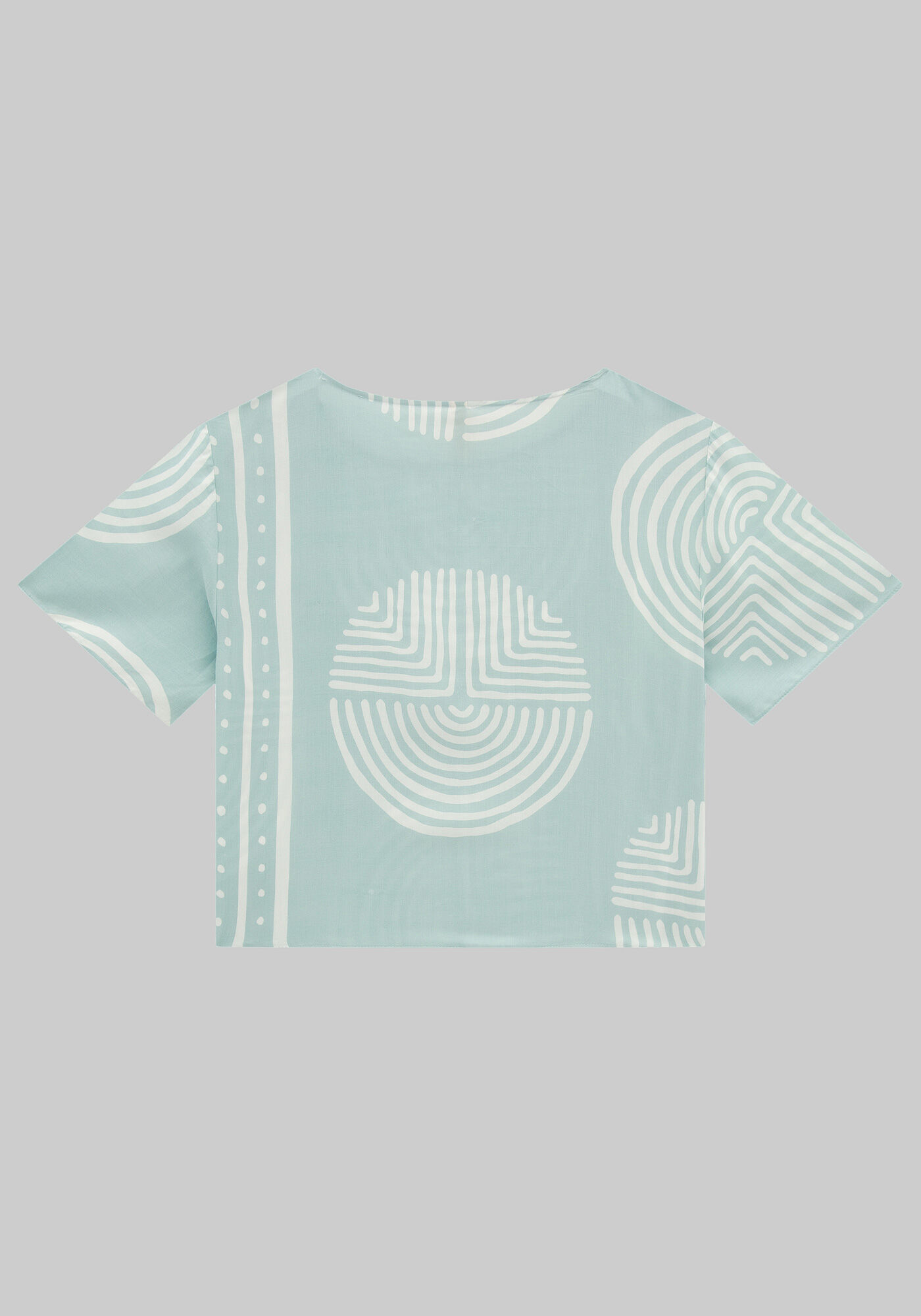 Blusa Cropped Manga Curta em Viscose Estampada, HERANCA VERDE, large.