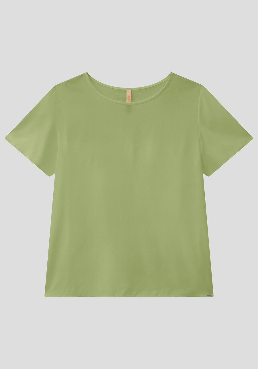 Blusa Lisa Básica De Mangas Curtas Em Tecido Leve, . Blusa Lisa Básica De Mangas Curtas Em Tecido Leve, , large.