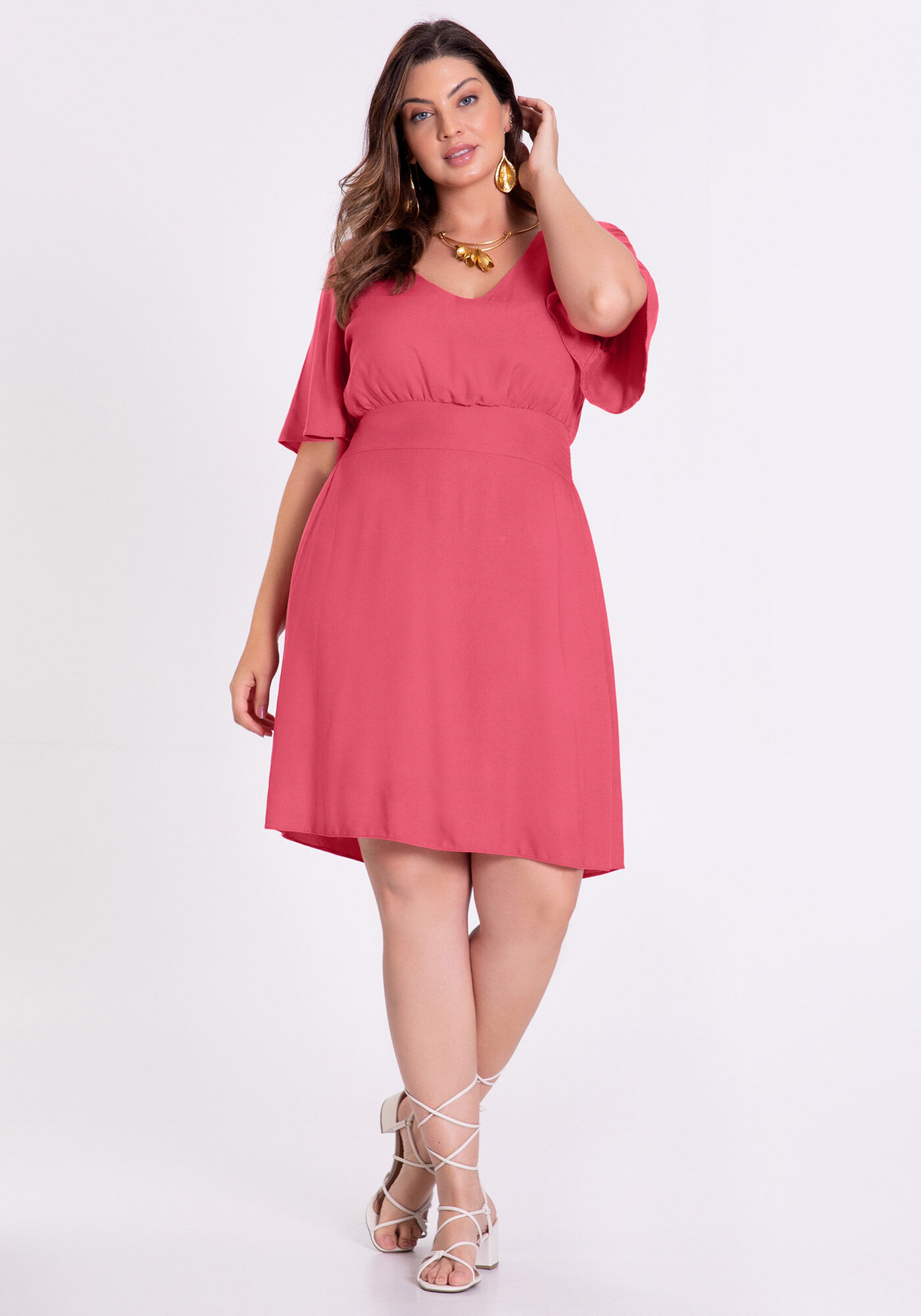 Vestido salmão plus size best sale