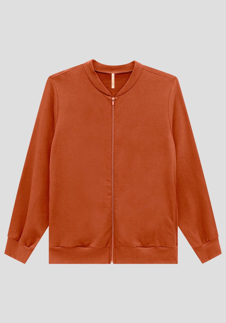 Jaqueta Plus Size Em Moletom Felpado De Algodão Com Zíper, . Jaqueta Plus Size Em Moletom Felpado De Algodão Com Zíper, , large.