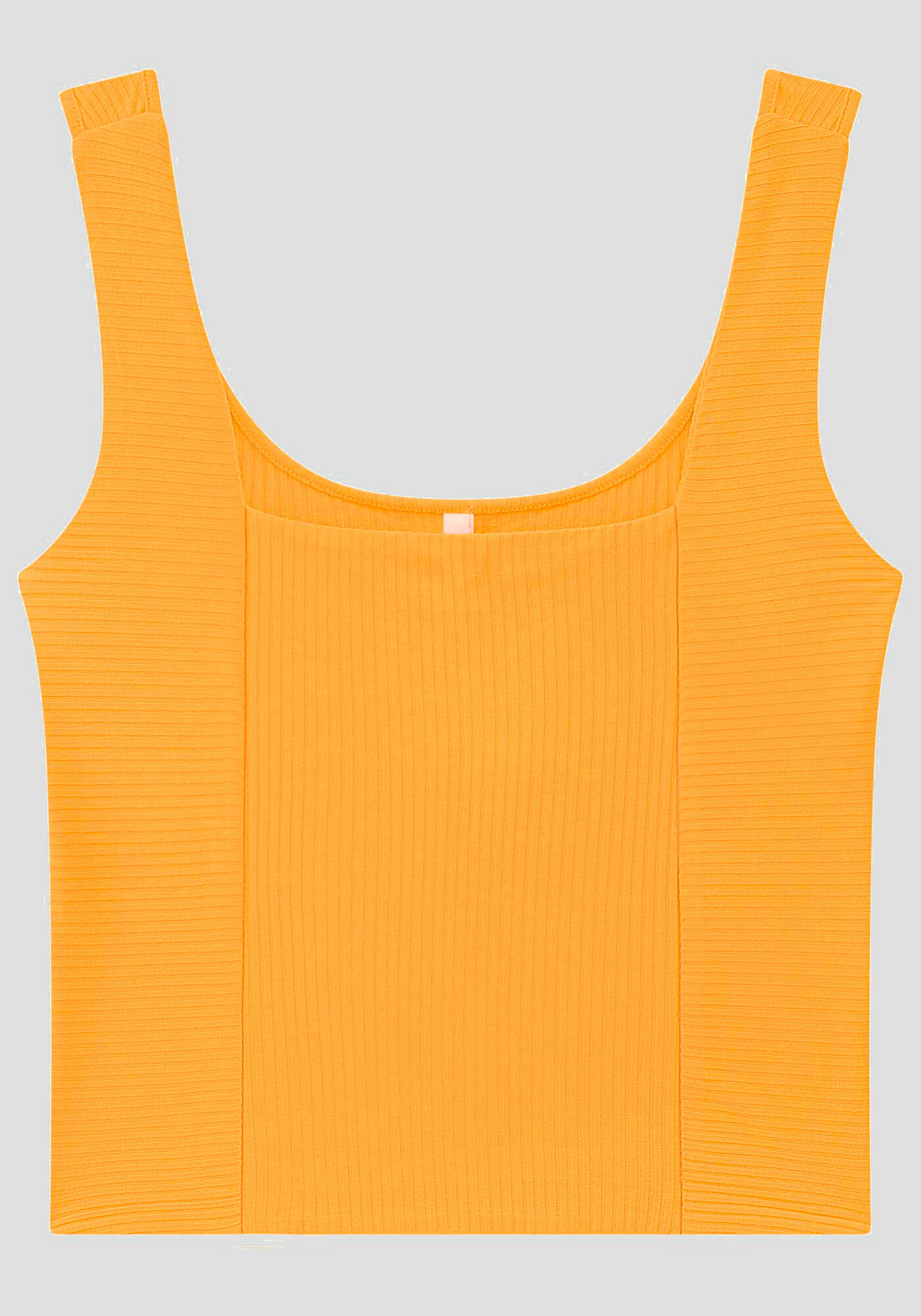 Regata Canelada com Decote Quadrado, AMARELO CURRY, large.