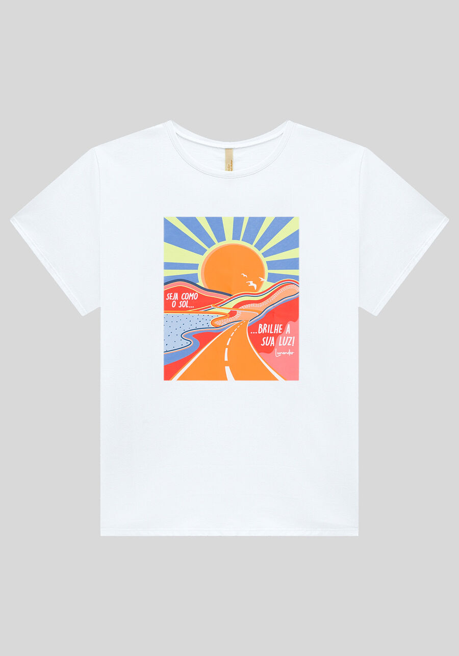 T-shirt Plus Size em Malha com Estampa Solar, , large.