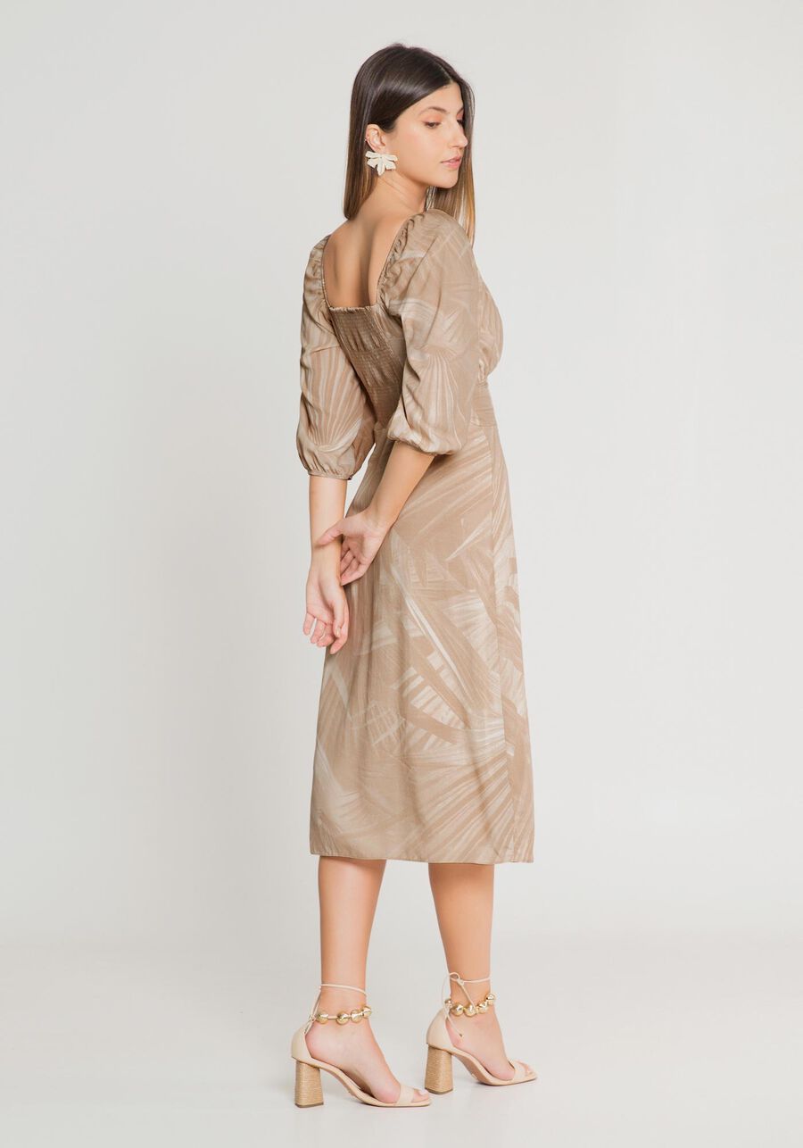 Vestido Midi em Viscose com Manga Bufante, . Vestido Midi em Viscose com Manga Bufante, , large.