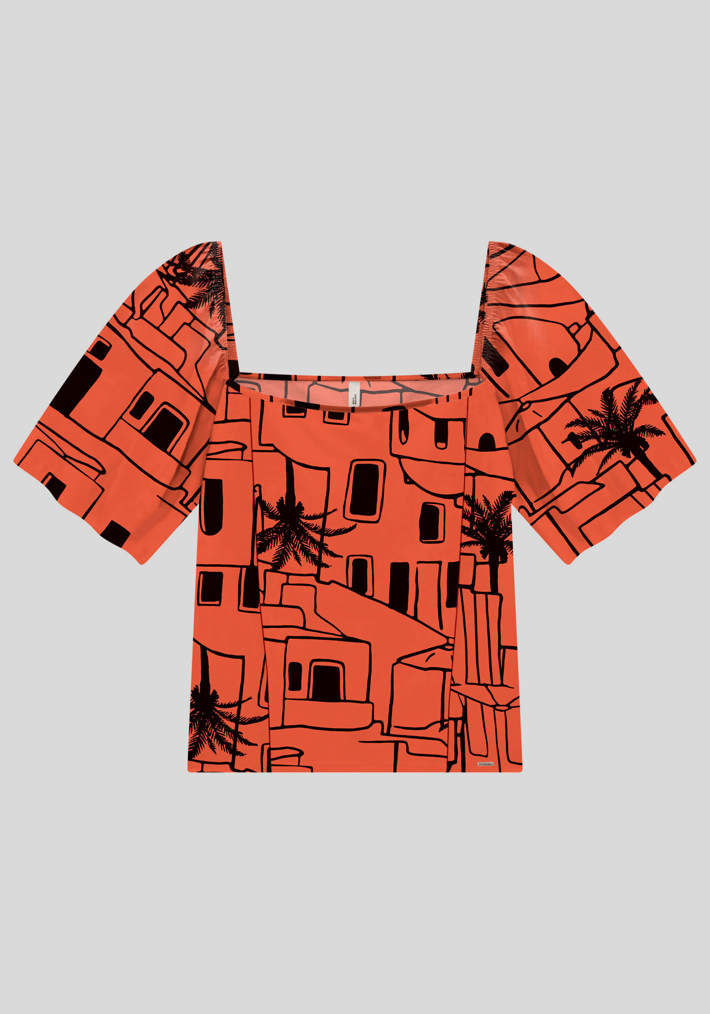 Blusa Plus Size Estampada com Decote Quadrado, , large.