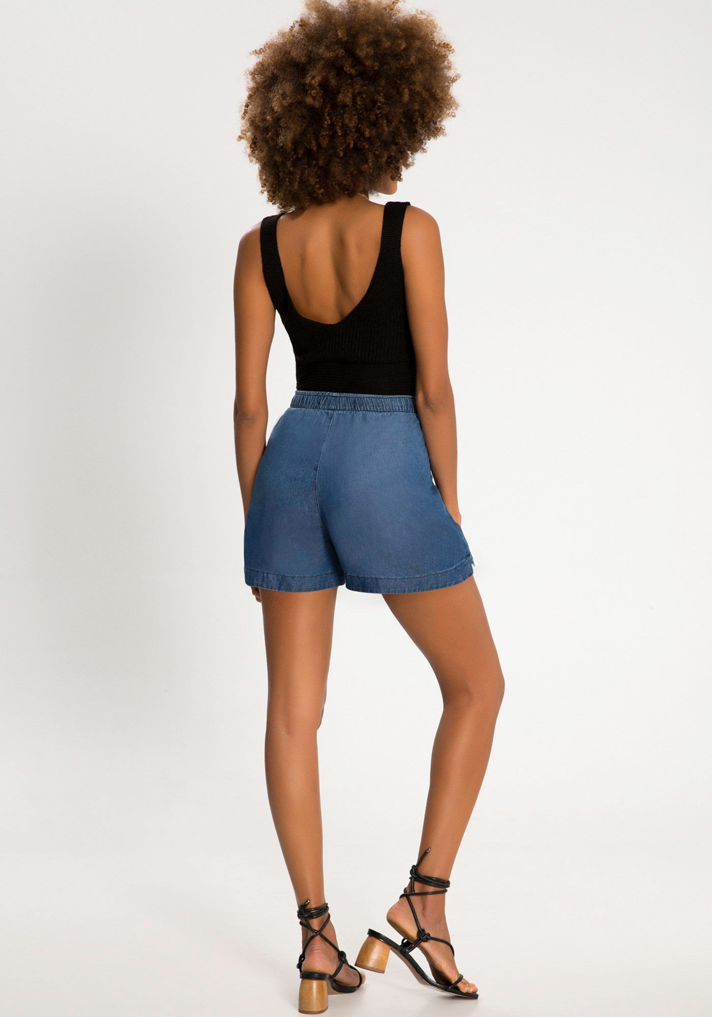 Shorts Jeans Bomber com Cadar&ccedil;o C&oacute;s, JEANS, large.