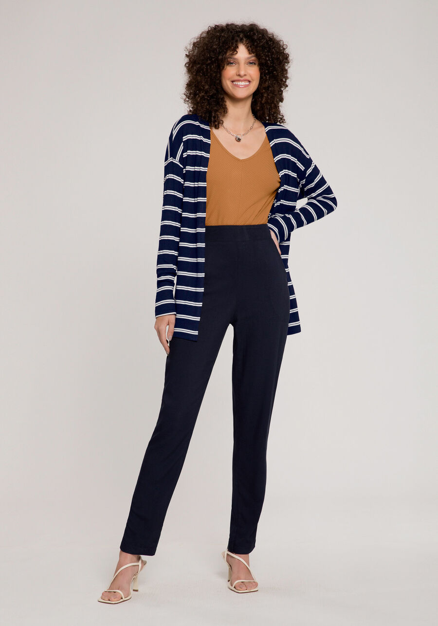 Cardigan Alongado Listrado em Malha, . Cardigan Alongado Listrado em Malha, , large.