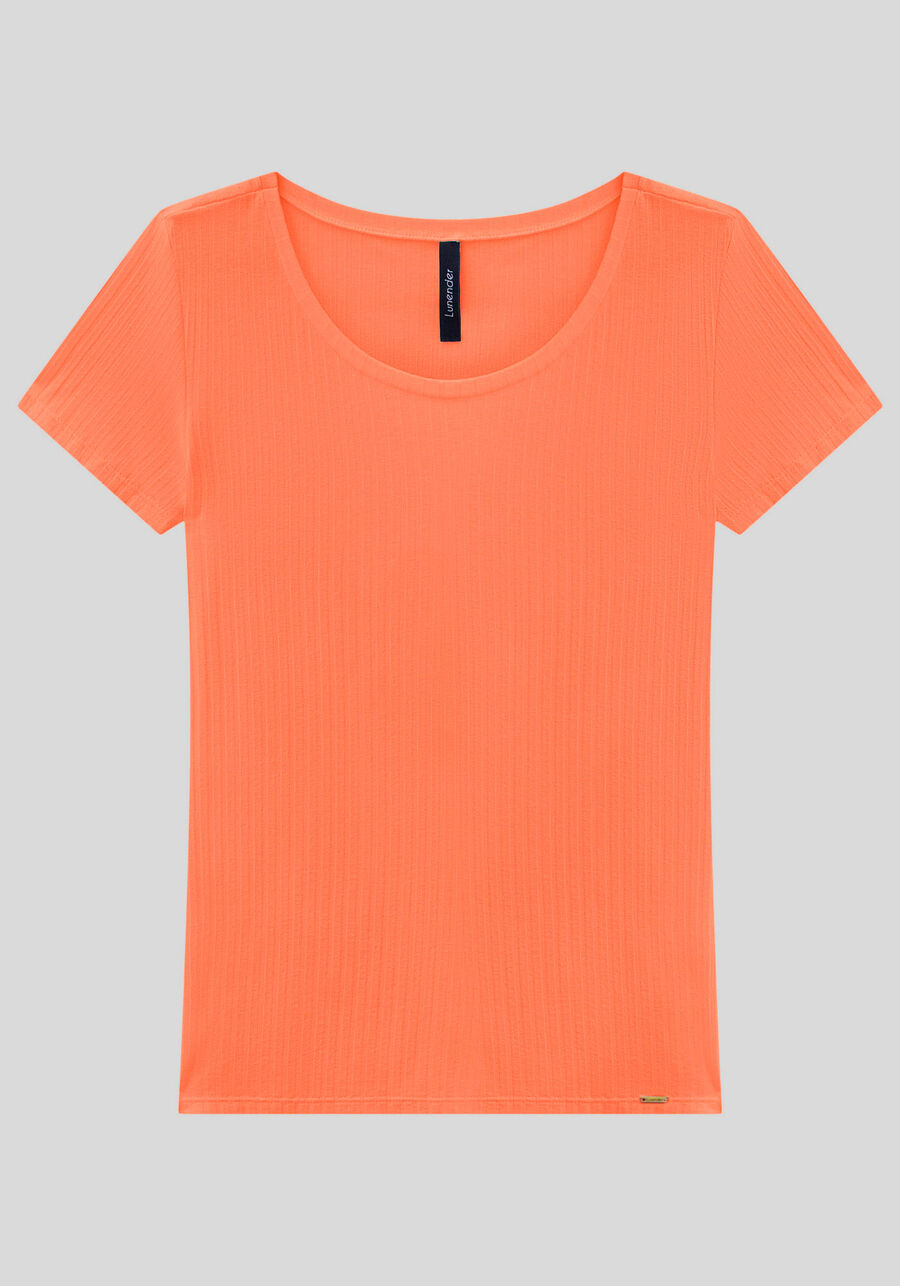Blusa Em Malha Canelada Com Mangas Curtas E Decote Redondo, . Blusa Em Malha Canelada Com Mangas Curtas E Decote Redondo, , large.