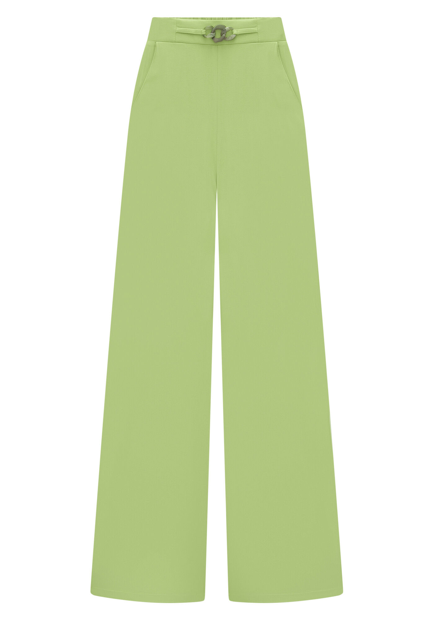 Calça Wide Leg em Viscose com Detalhe Cós | Lunender