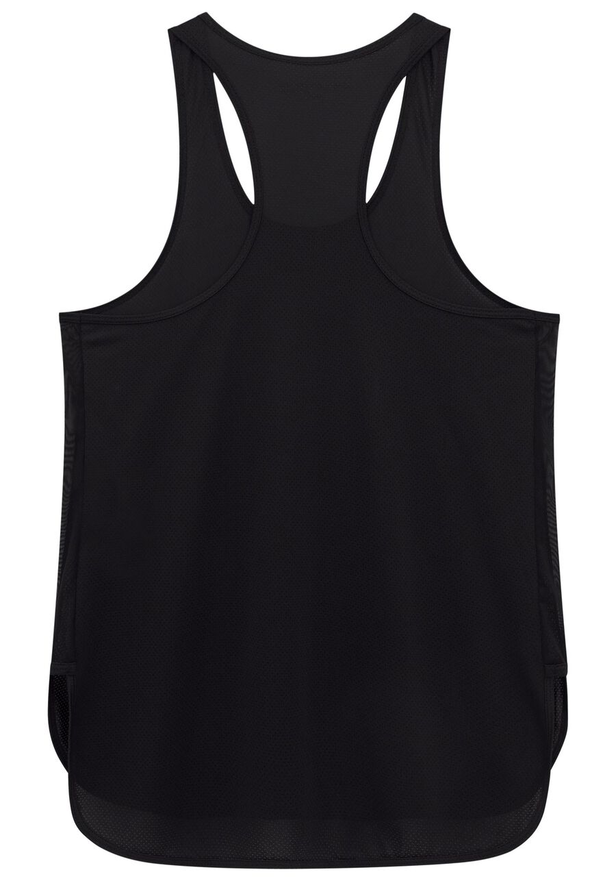 Regata Malha Poliamida com Recorte Tule, PRETO REATIVO. Regata Malha Poliamida com Recorte Tule, PRETO REATIVO, large.