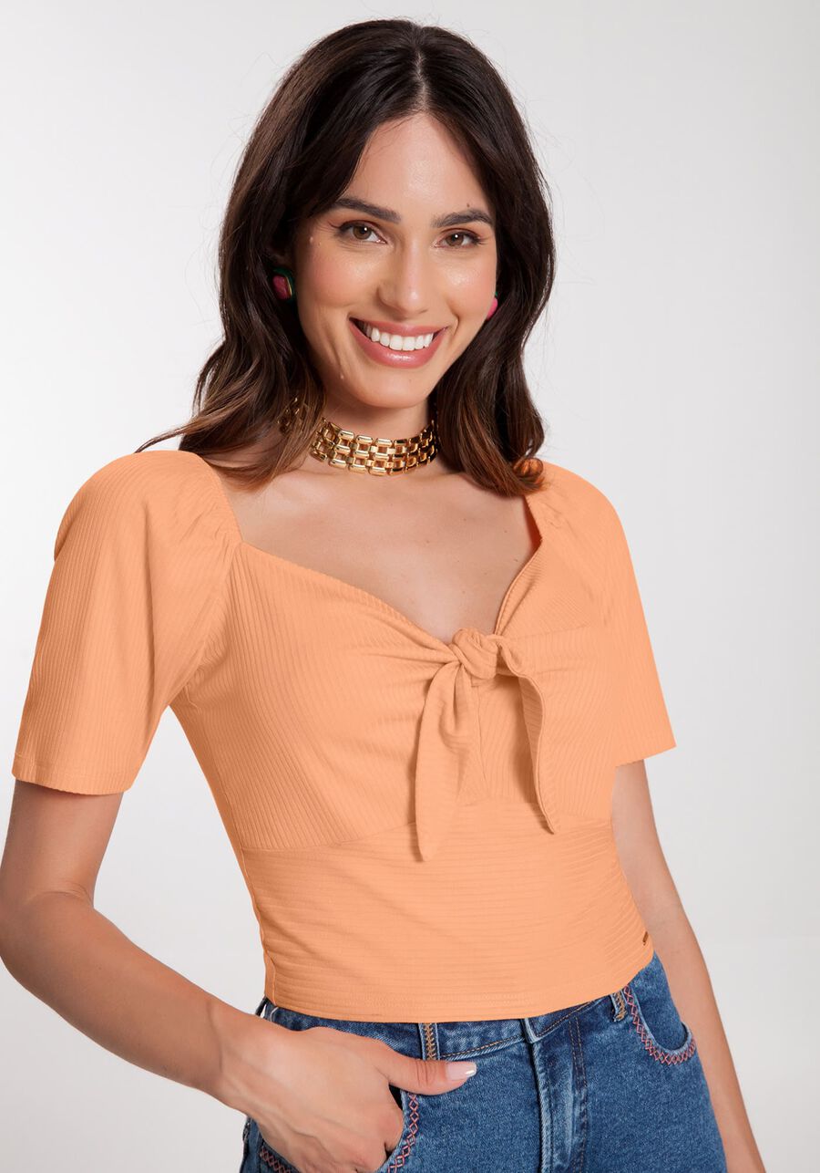 Blusa Cropped Canelada com Detalhe Laço, . Blusa Cropped Canelada com Detalhe Laço, , large.