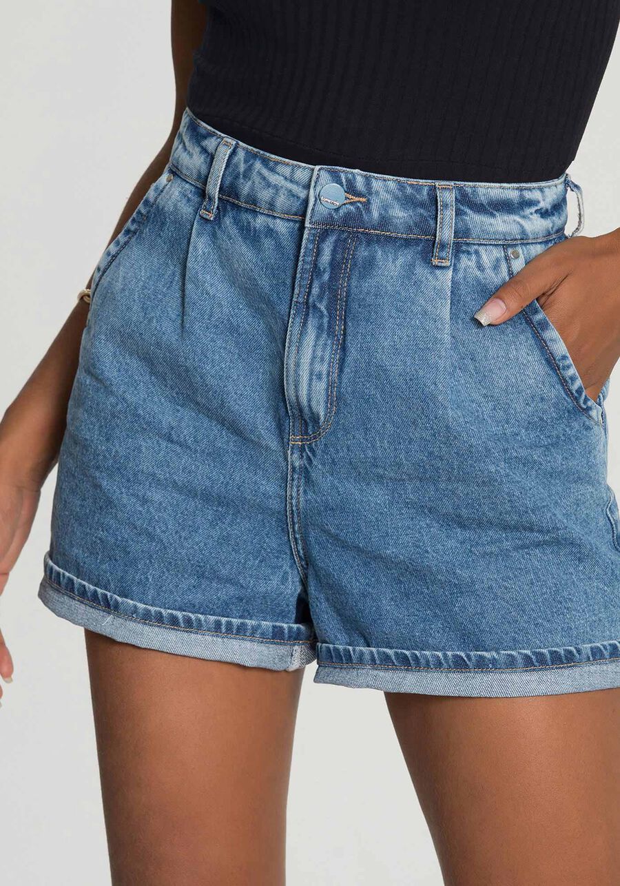 Shorts Mommy Cintura Alta, JEANS, large.