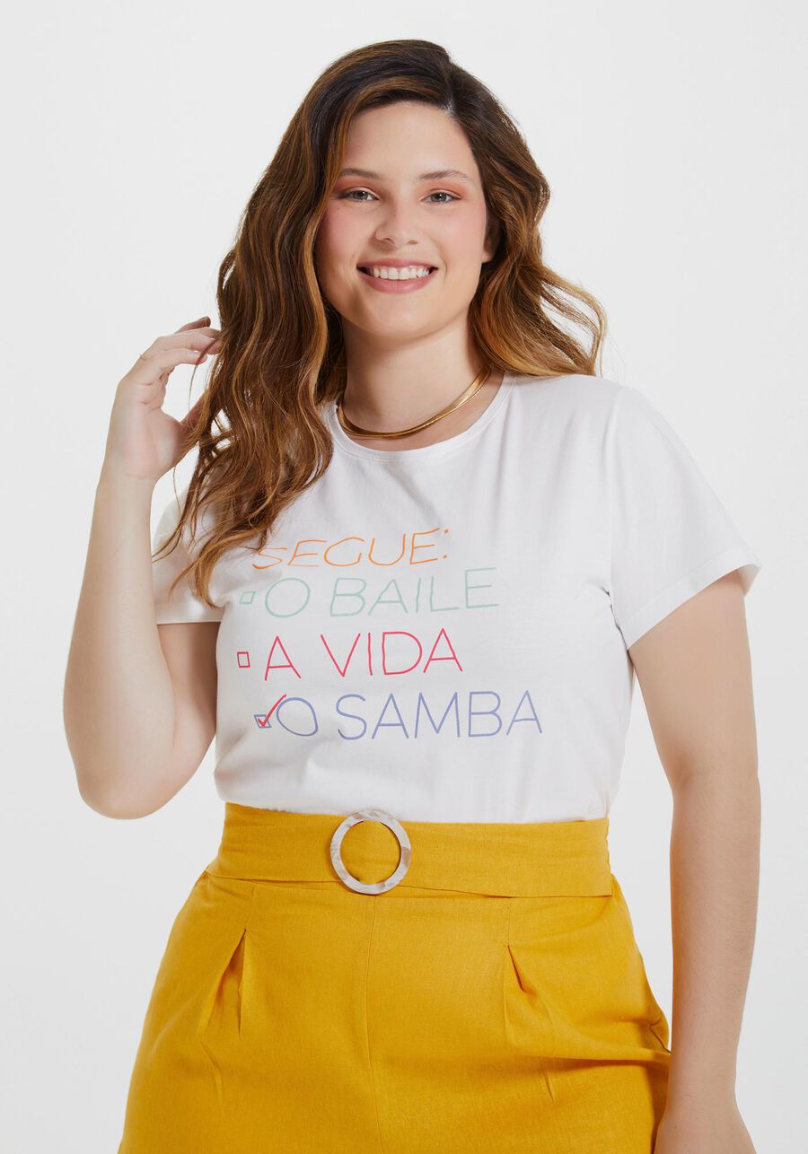 T-shirt Plus Size Slim em Malha Estampada, , large.