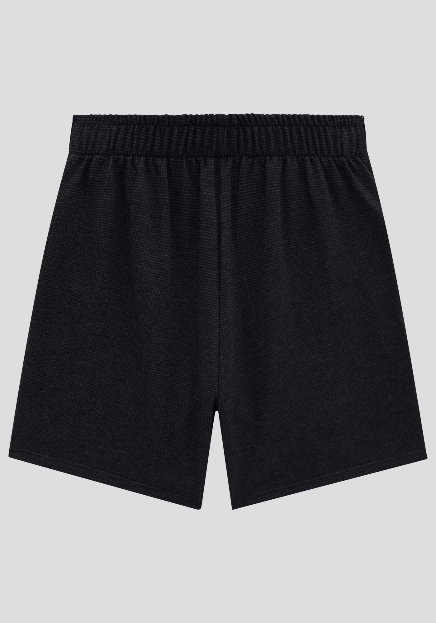 Shorts Saia Juvenil em Malha Pied Poule com Fenda, PRETO REATIVO, large.