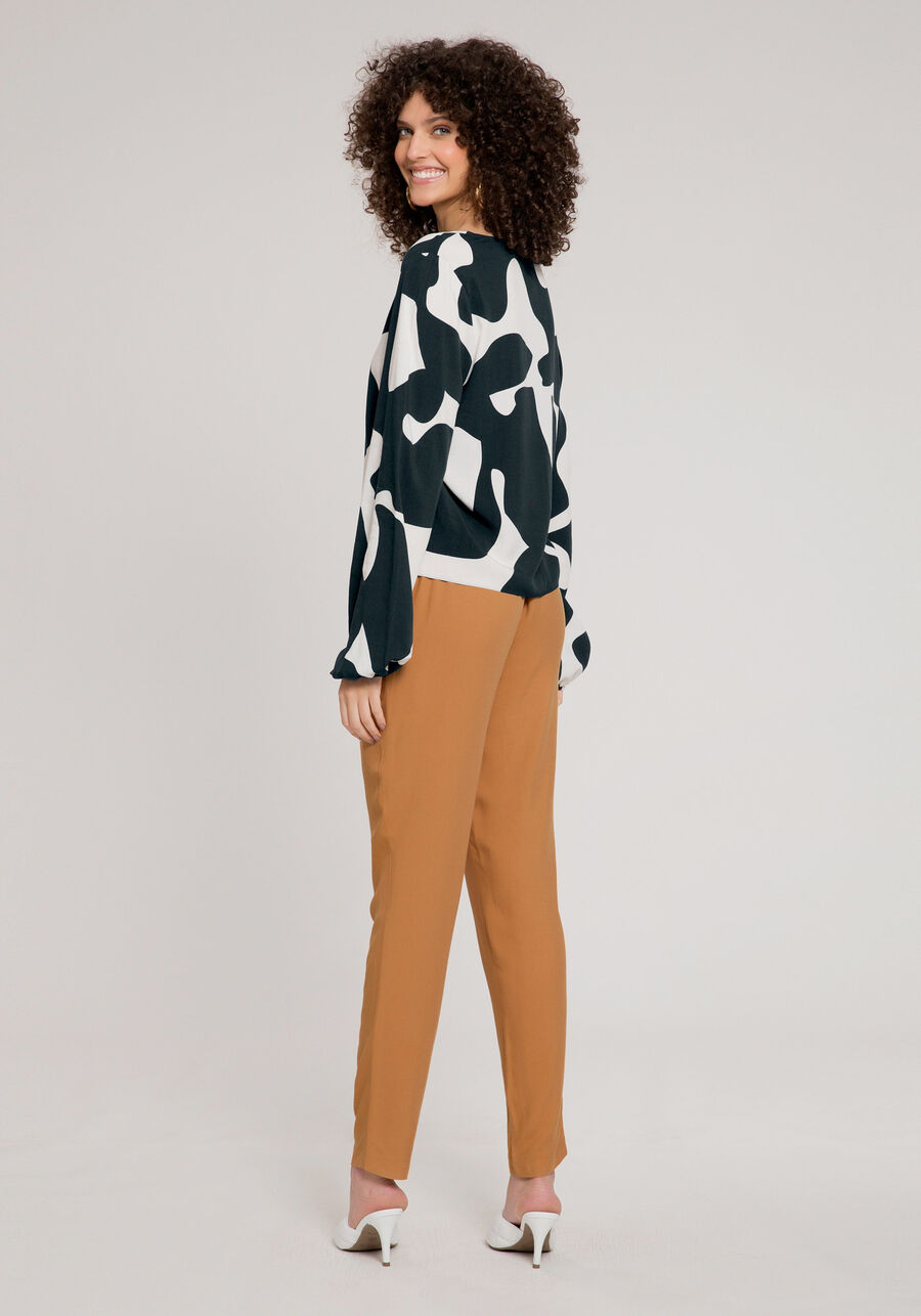 Camisa Estampada em Viscose com Manga Bufante, FLUIDEZ VERDE E. Camisa Estampada em Viscose com Manga Bufante, FLUIDEZ VERDE E, large.