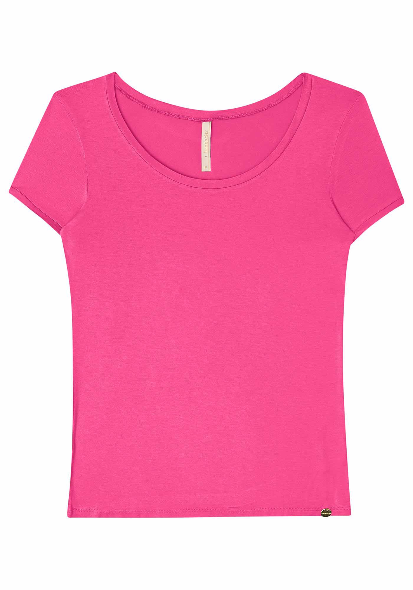 Blusa B&aacute;sica Lisa De Mangas Curtas Em Malha De Viscose, , large.