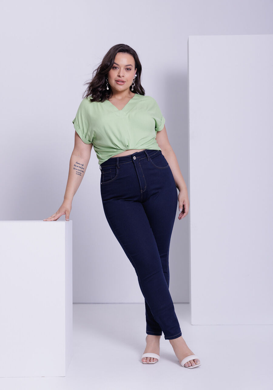 Calça Jeans Skinny Plus Size De Cintura Alta Com Bolsos, . Calça Jeans Skinny Plus Size De Cintura Alta Com Bolsos, , large.