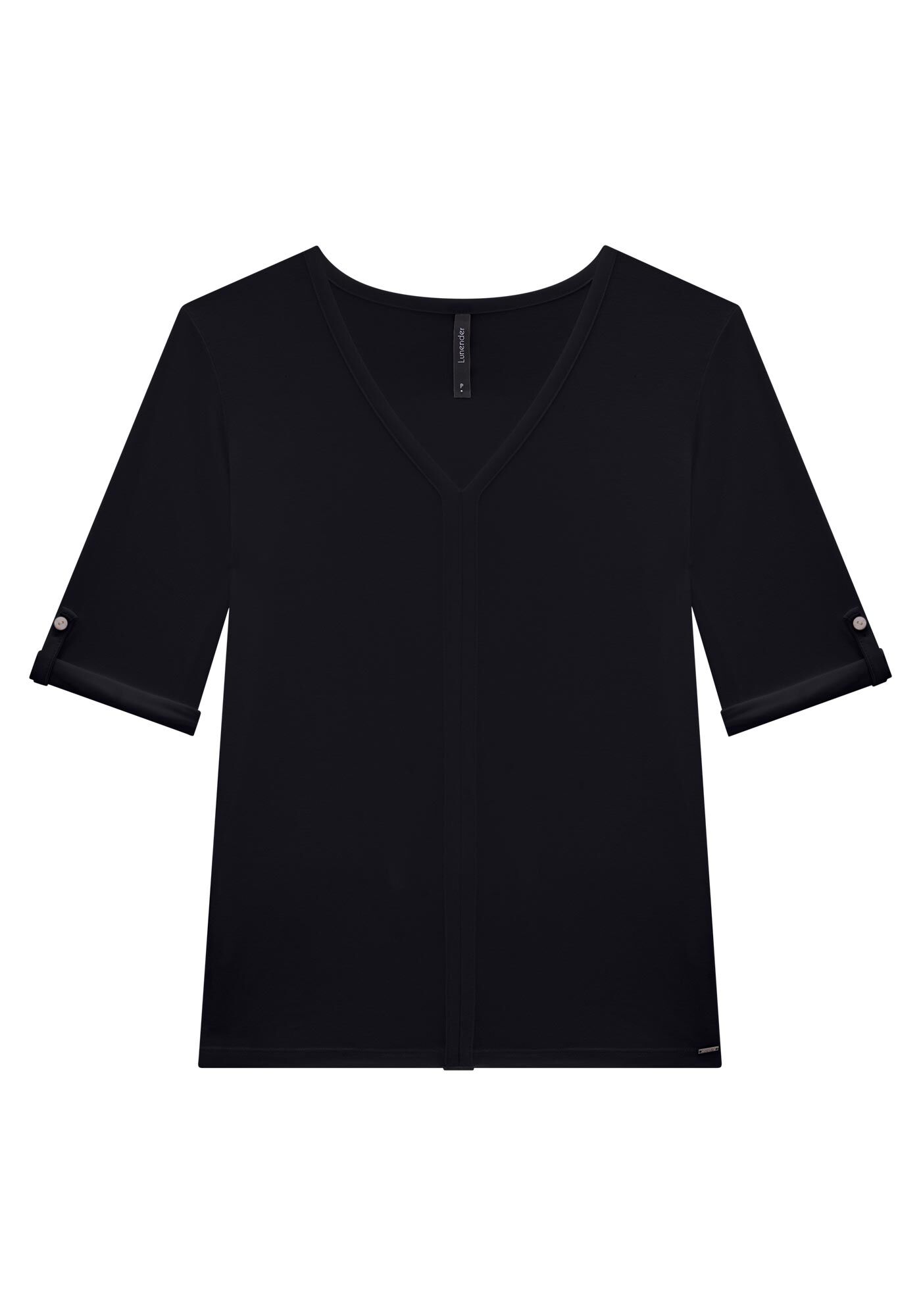 Blusa Manga 3/4 em Malha Viscose com Decote V, , large.