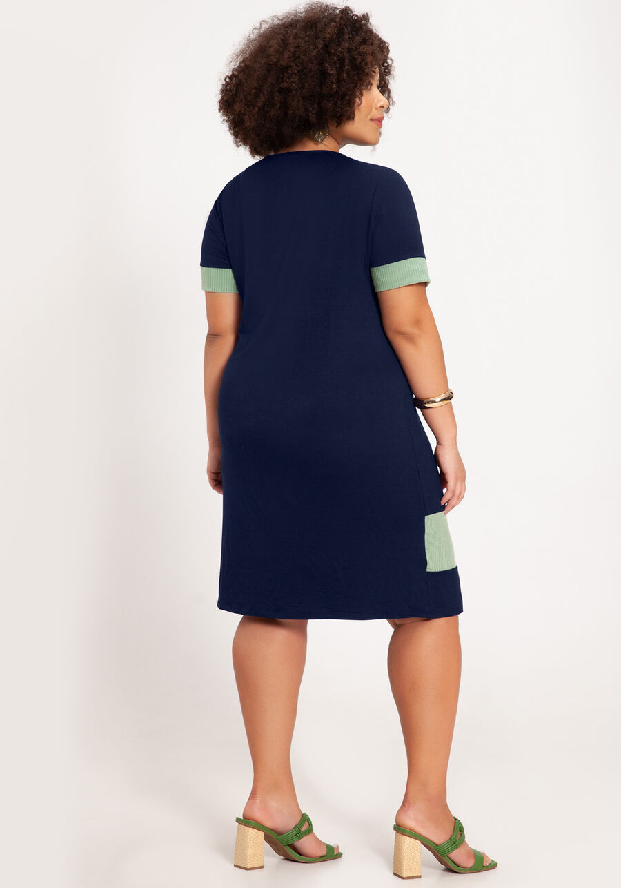 Vestido Curto Plus Size em Malha com Recortes, . Vestido Curto Plus Size em Malha com Recortes, , large.