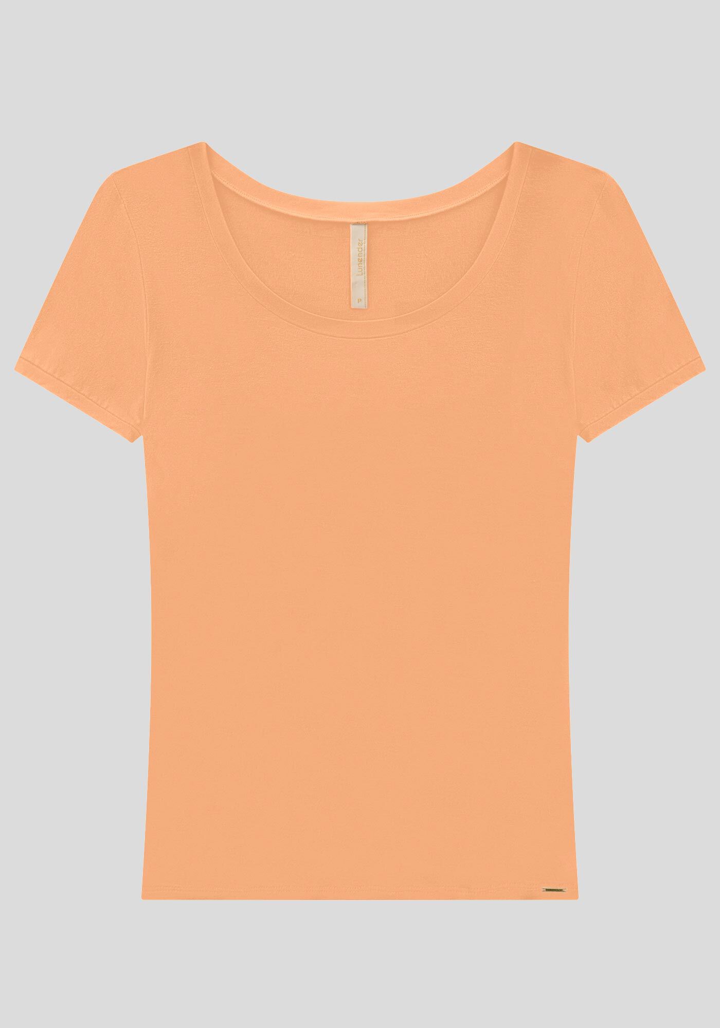 Blusa B&aacute;sica Lisa De Mangas Curtas Em Malha De Viscose, , large.