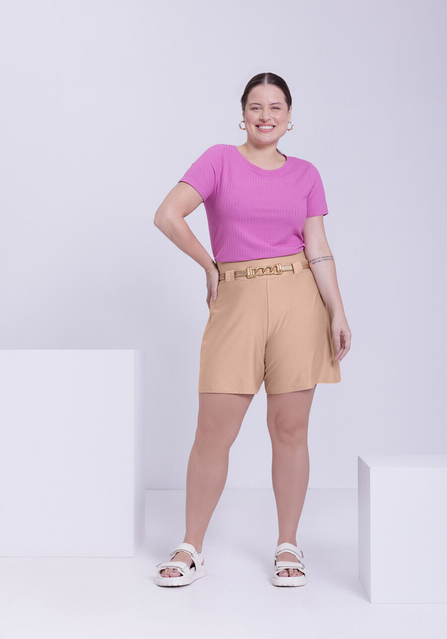 Blusa De Mangas Curtas Em Malha Canelada De Viscose, . Blusa De Mangas Curtas Em Malha Canelada De Viscose, , large.