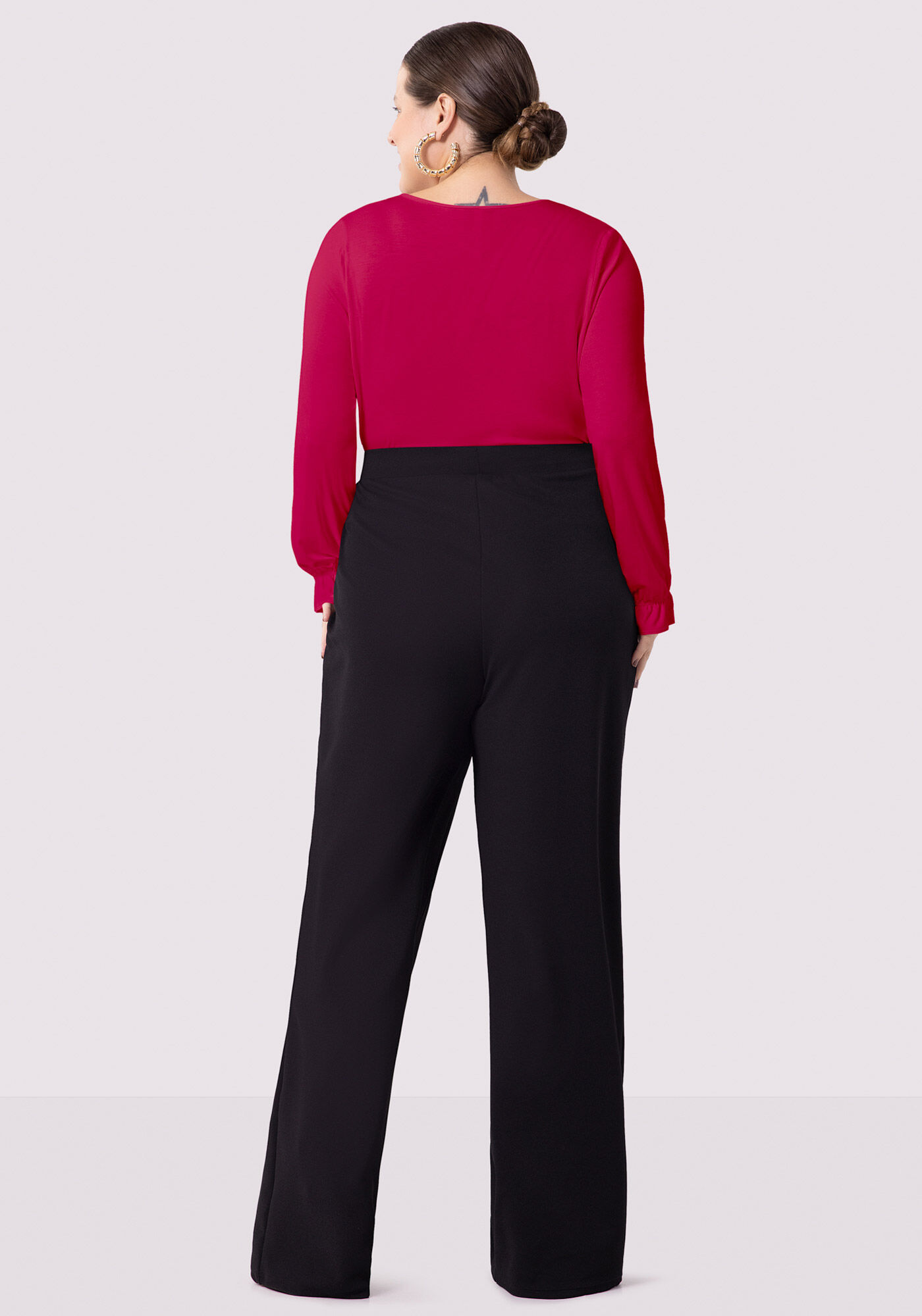 Cal&ccedil;a Pantalona Plus Size em Malha Alfaiataria, PRETO REATIVO, large.
