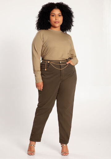 Blusa Plus Size em Moletom com Mangas Longas, BEGE SERGE. Blusa Plus Size em Moletom com Mangas Longas, BEGE SERGE, large.