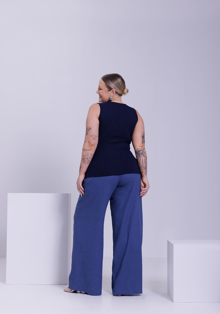 Blusa Regata Canelada De Alças Largas Em Malha De Viscose, MARINHO ACTION. Blusa Regata Canelada De Alças Largas Em Malha De Viscose, MARINHO ACTION, large.