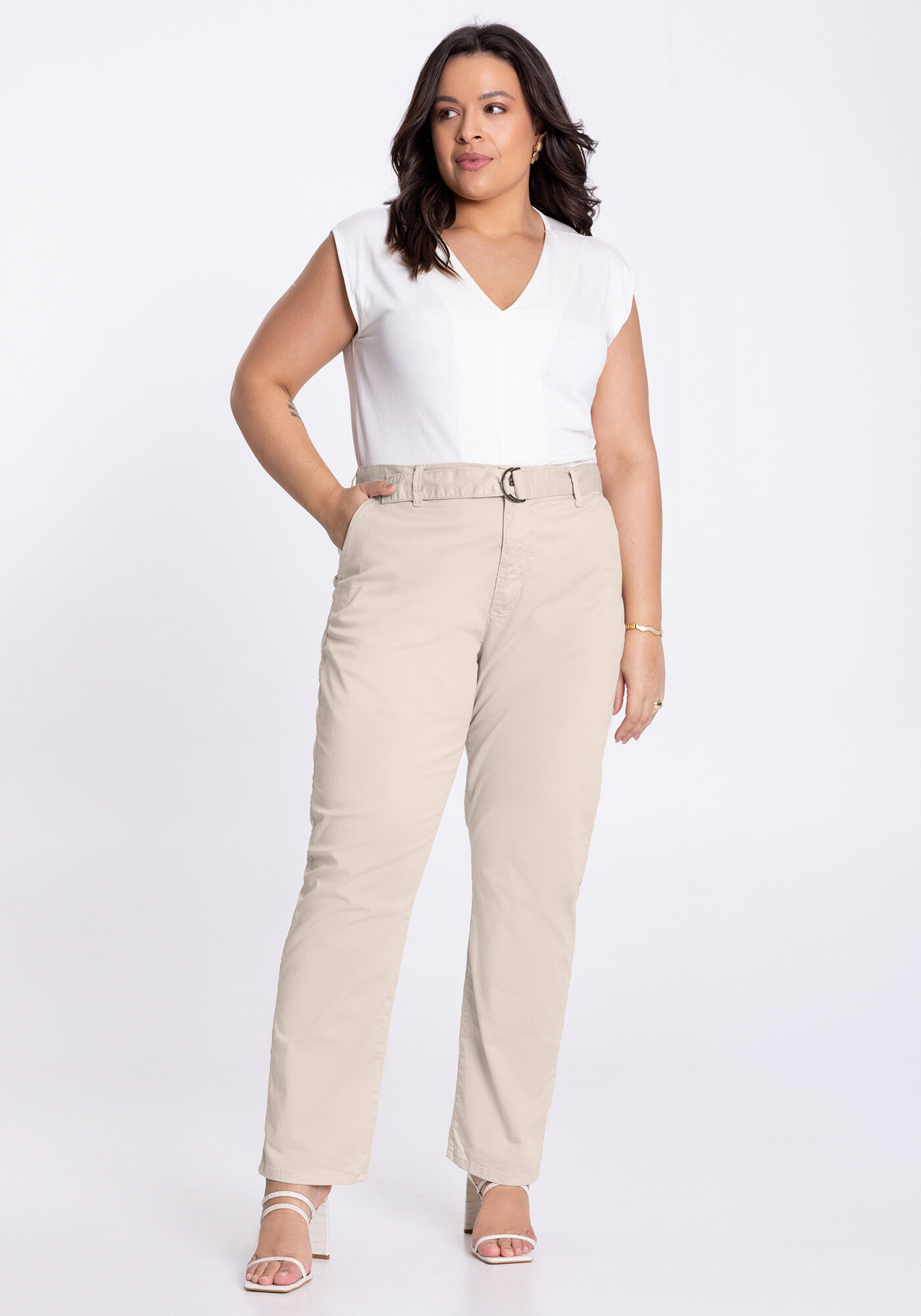 Calça sarja plus size sales