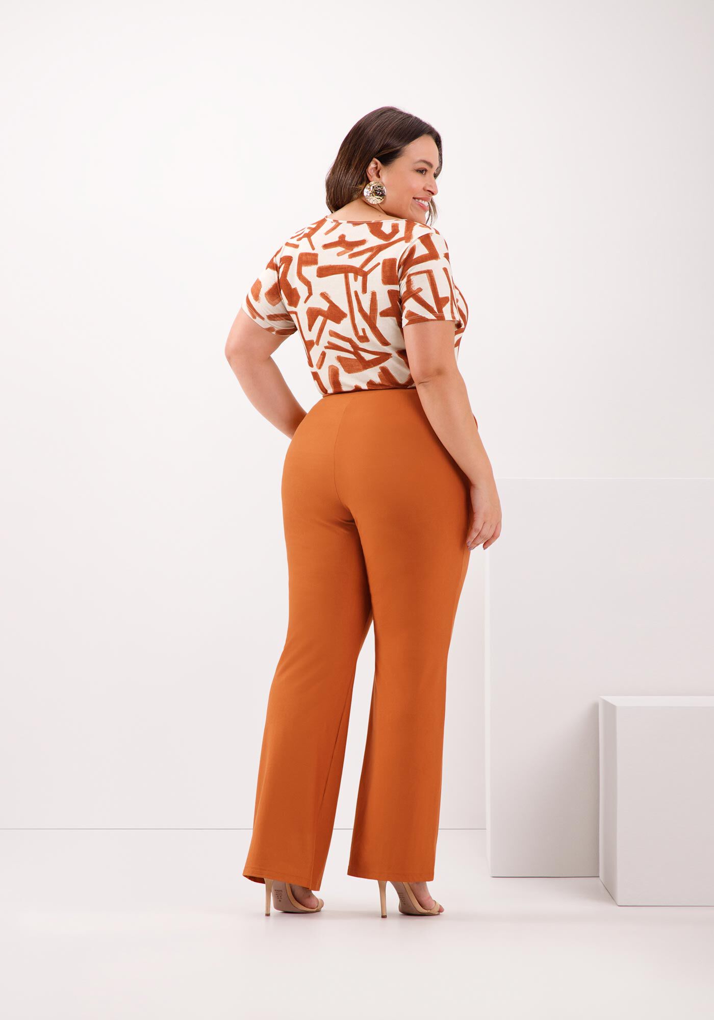 Blusa Estampada De Mangas Curtas Plus Size Em Malha, , large.